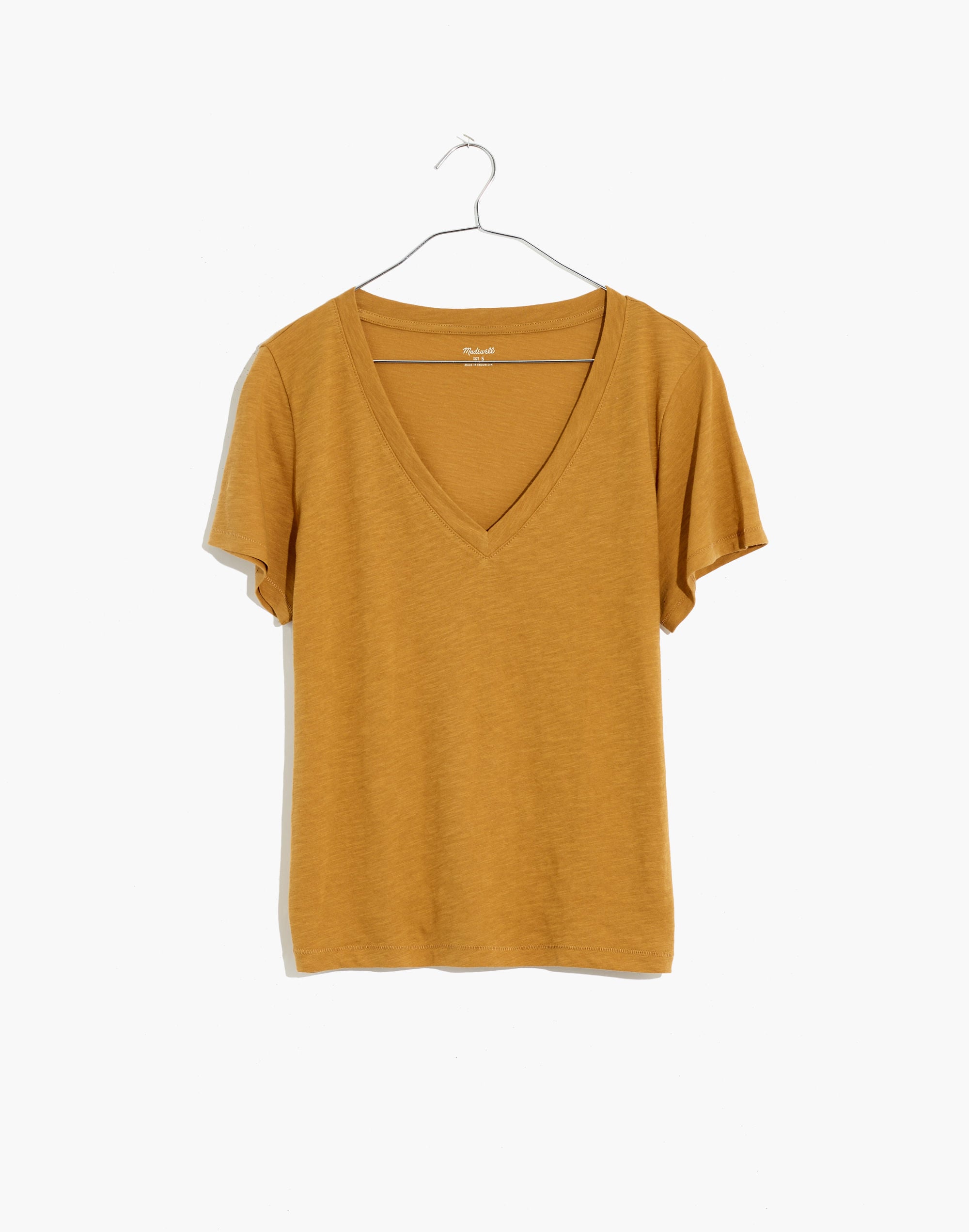 Mw Whisper Cotton V-neck Tee In Toffee