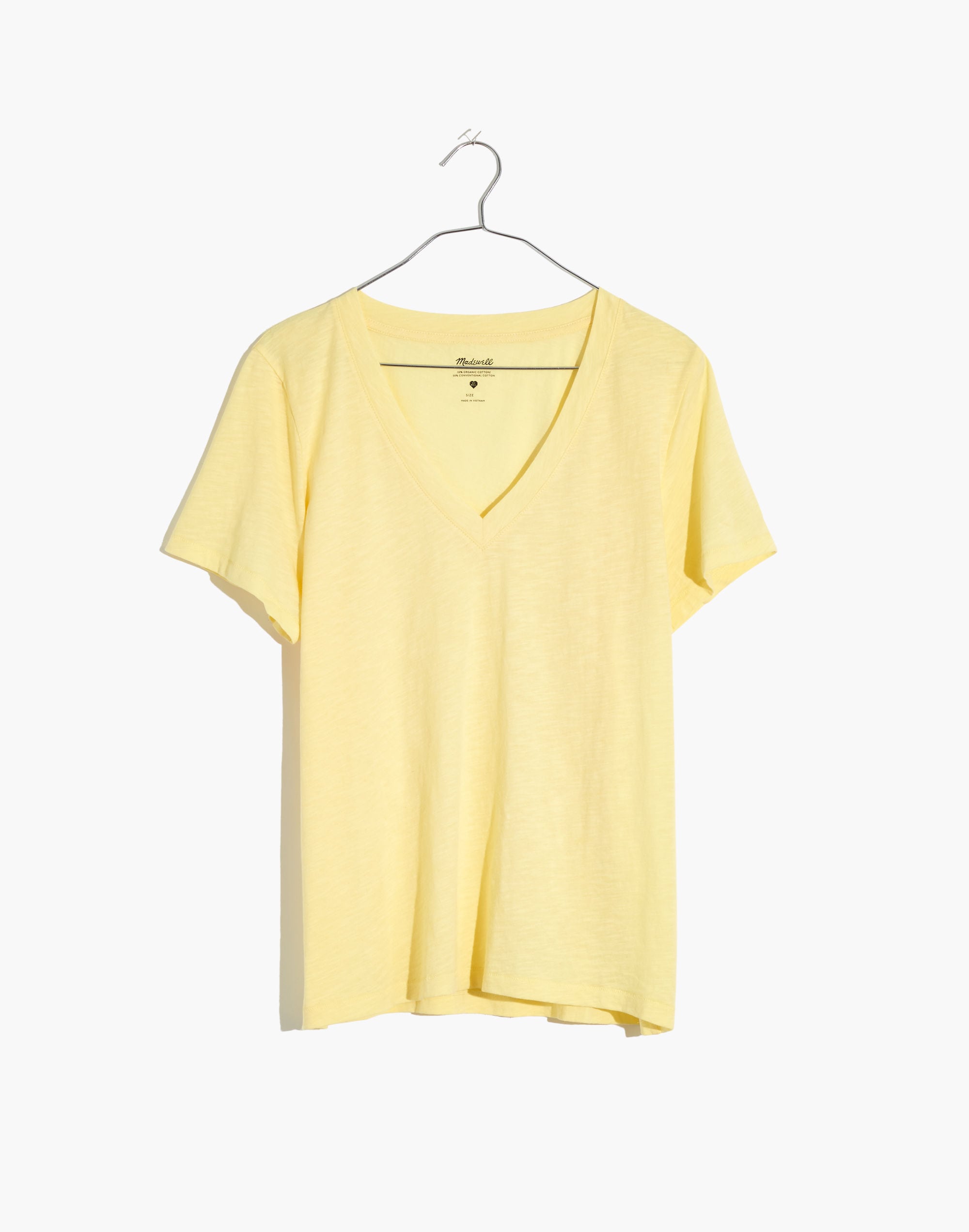 Mw Whisper Cotton V-neck Tee In Lemon Custard