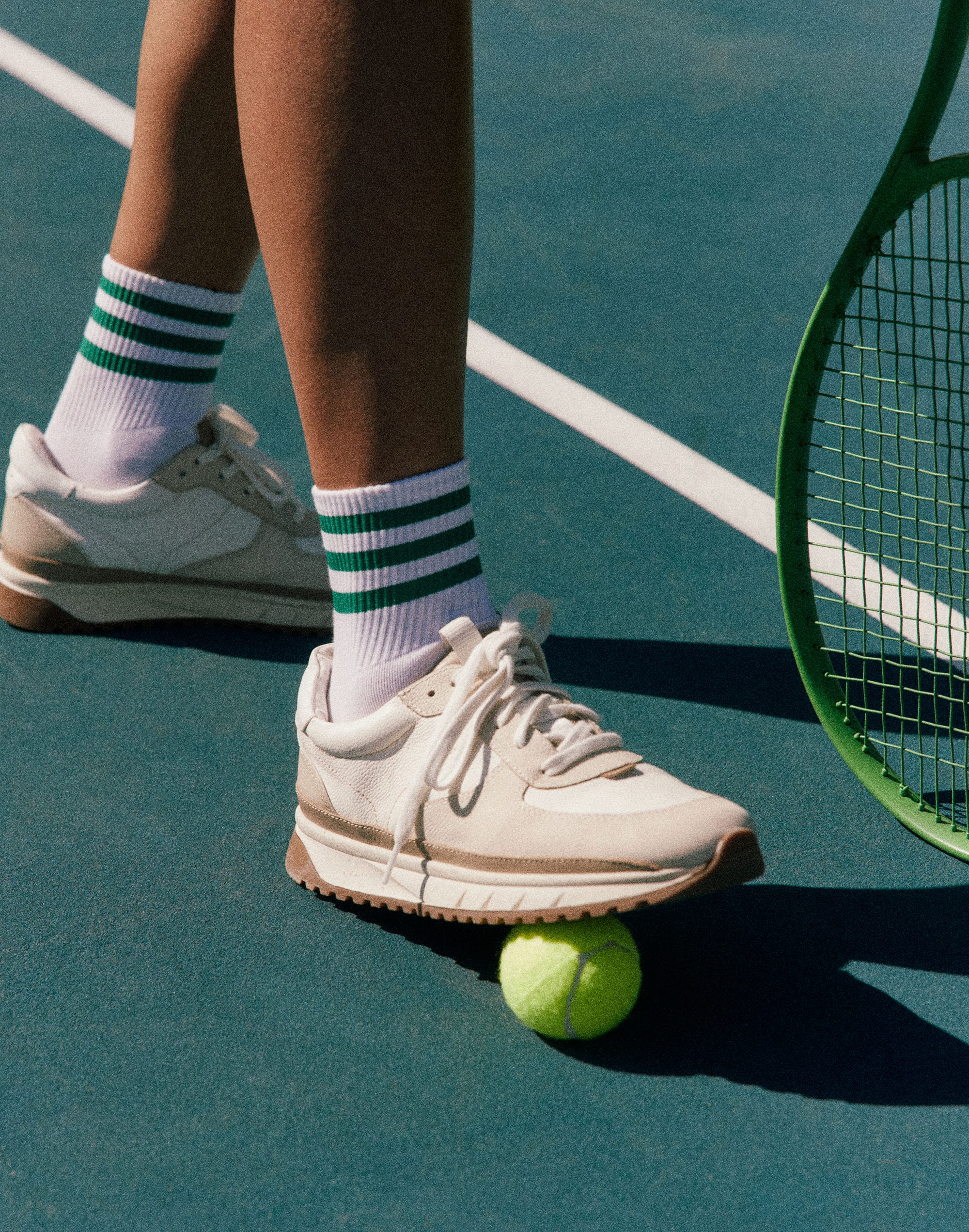 Kickoff Trainer Sneakers in Neutral Colorblock Leather