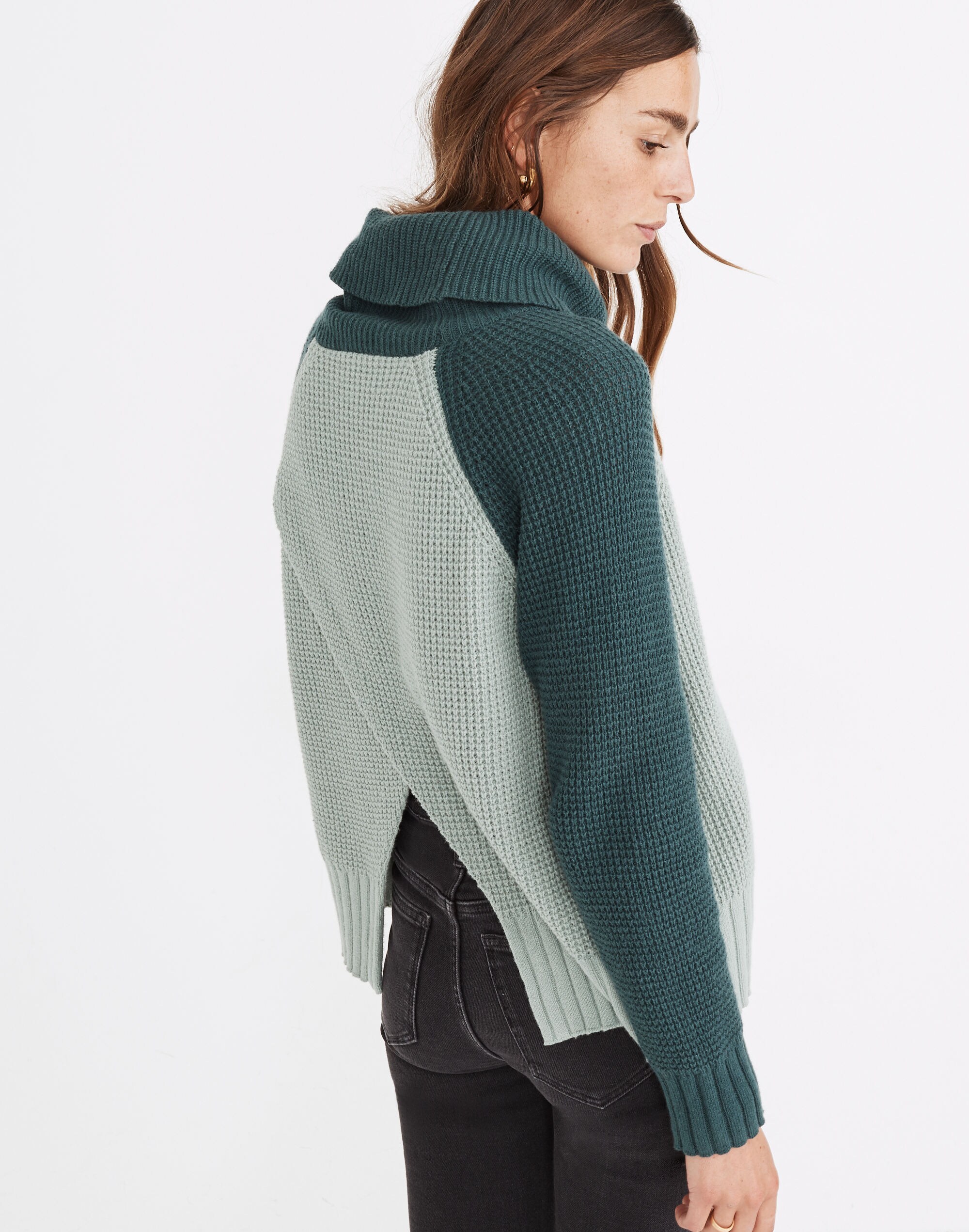 Colorblock Eastbrook Turtleneck Cross-Back Sweater Cotton-Merino Yarn | Madewell