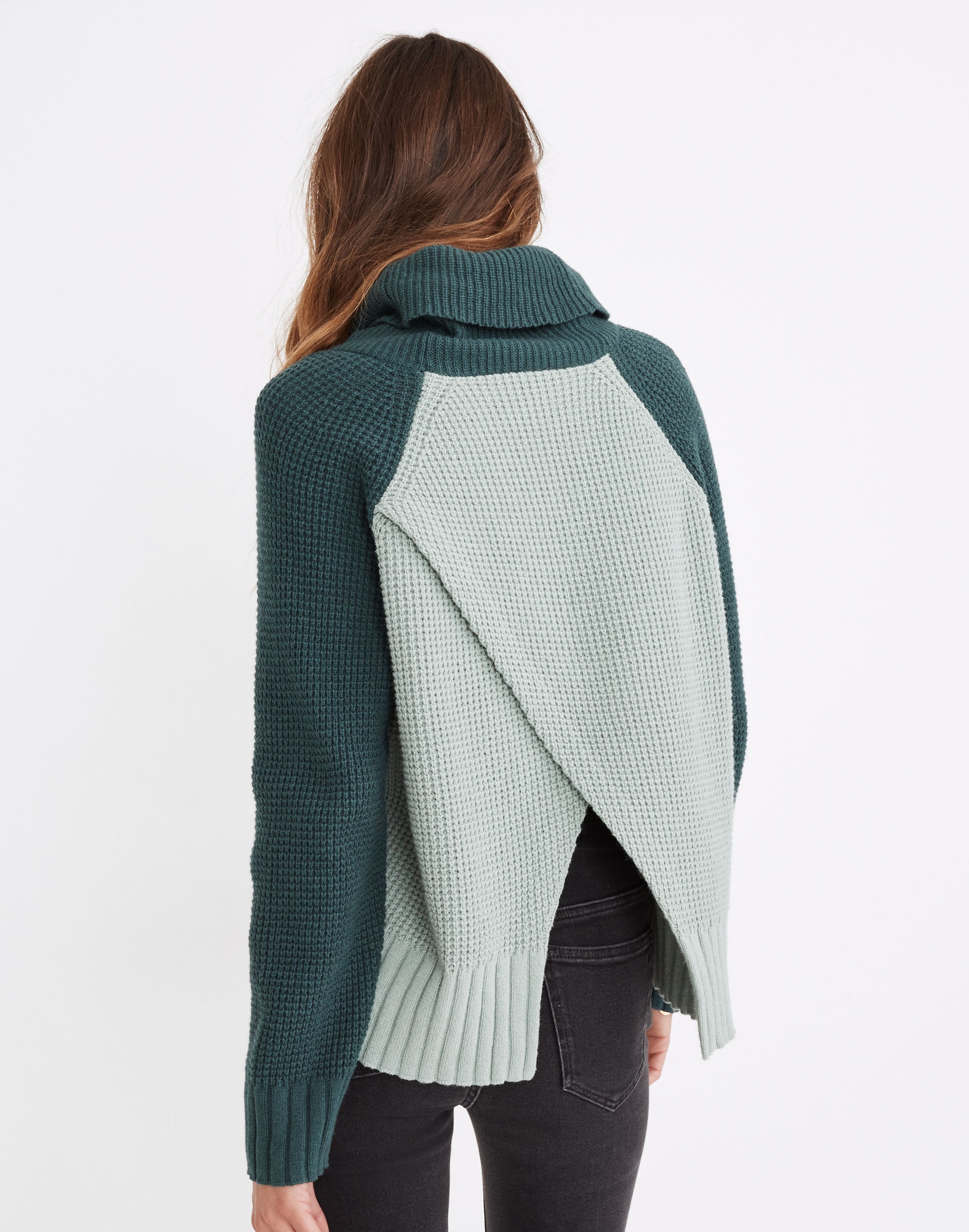 Colorblock Eastbrook Turtleneck Cross-Back Sweater Cotton-Merino Yarn | Madewell