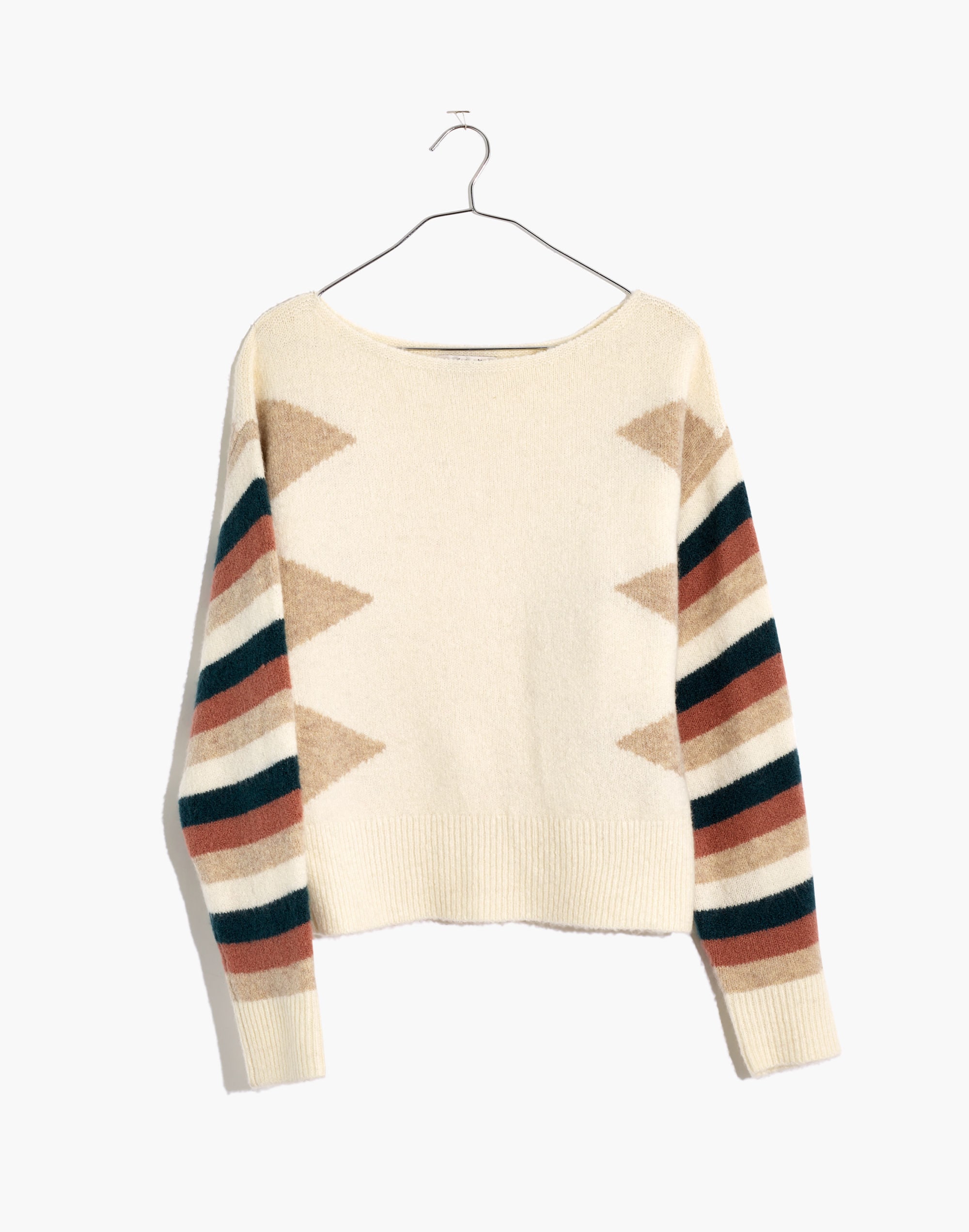 Stripe-Sleeve Geo Pullover Sweater | Madewell