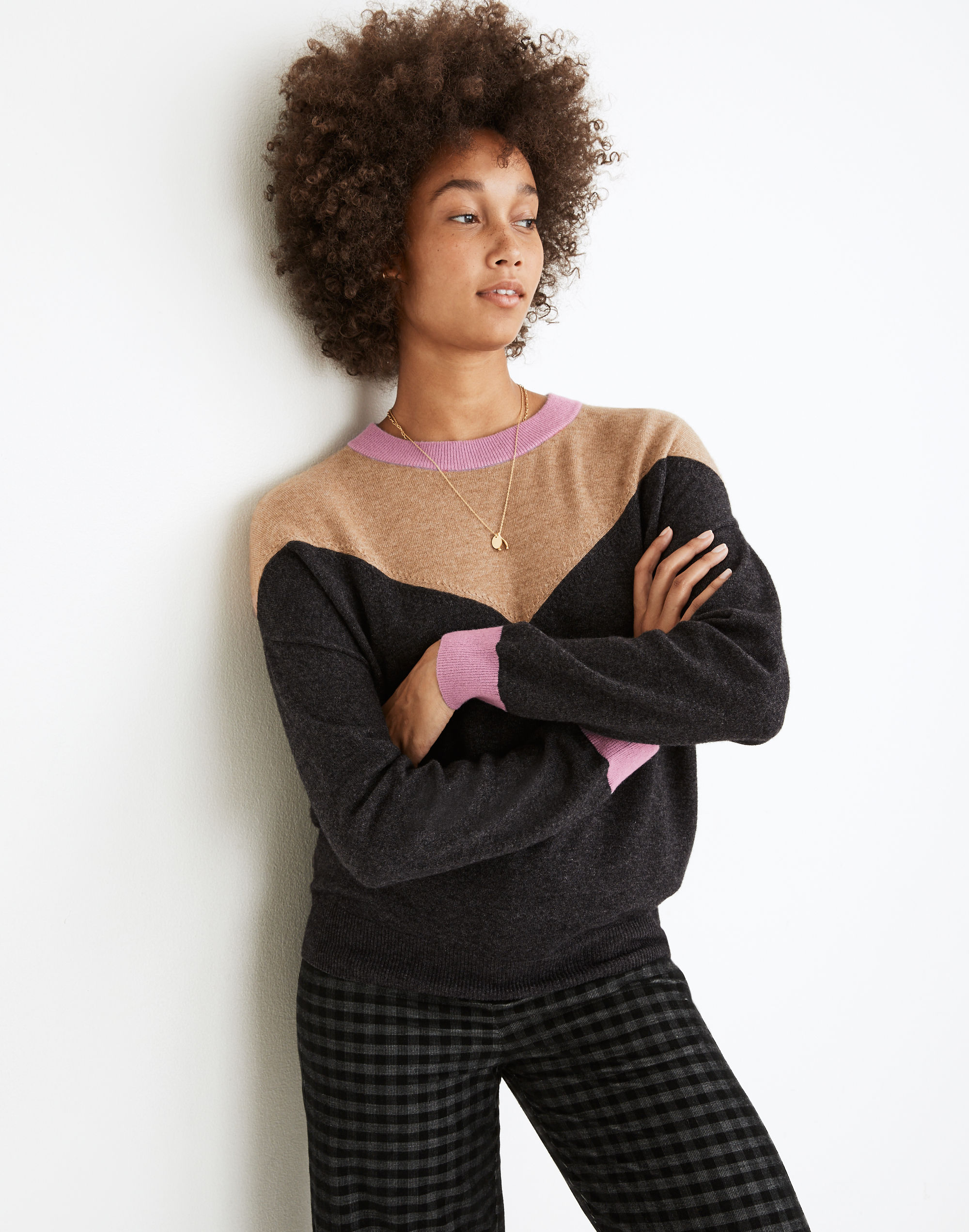 Colorblock Yoke Pullover Sweater