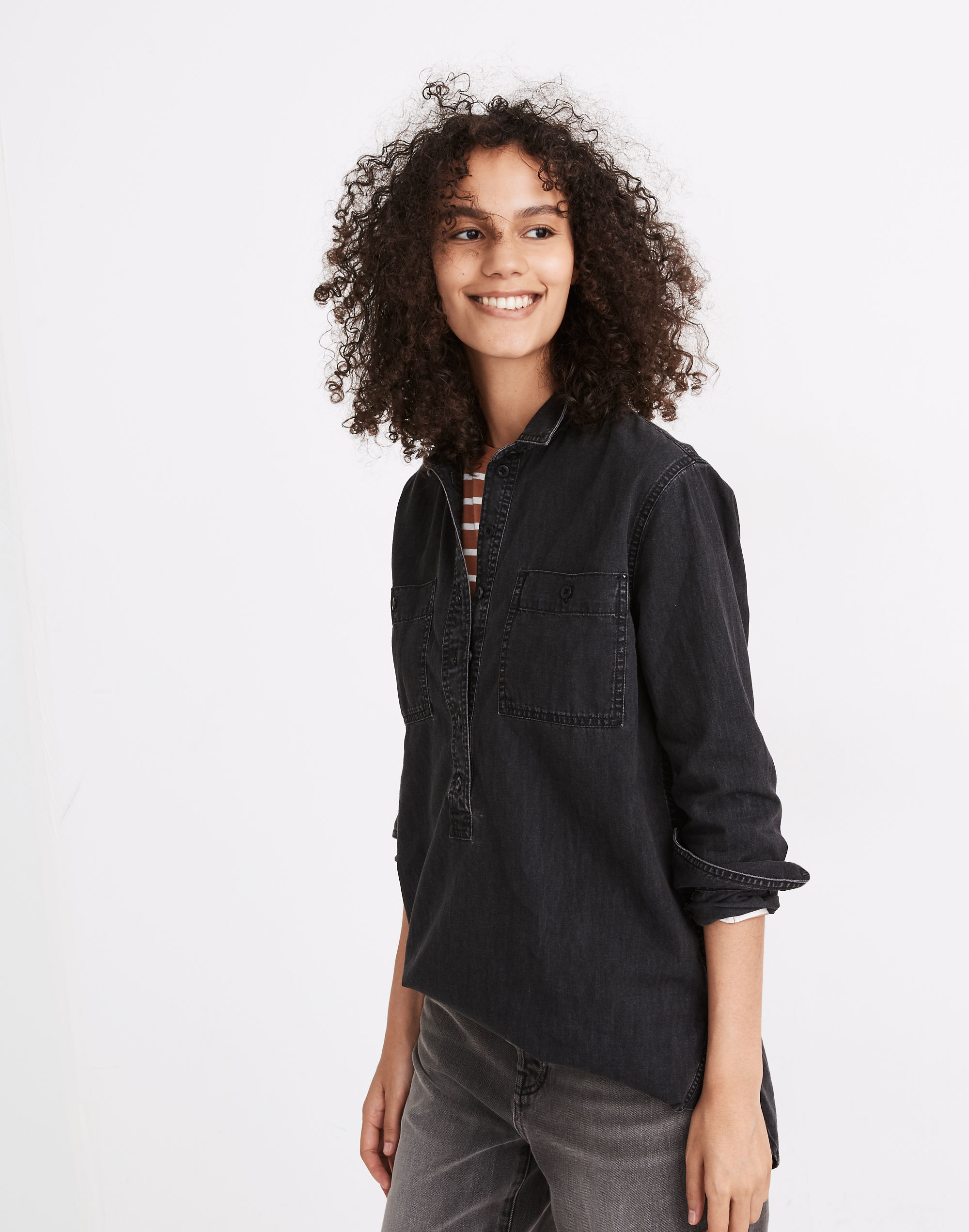 Denim Popover Top Black Wash | Madewell