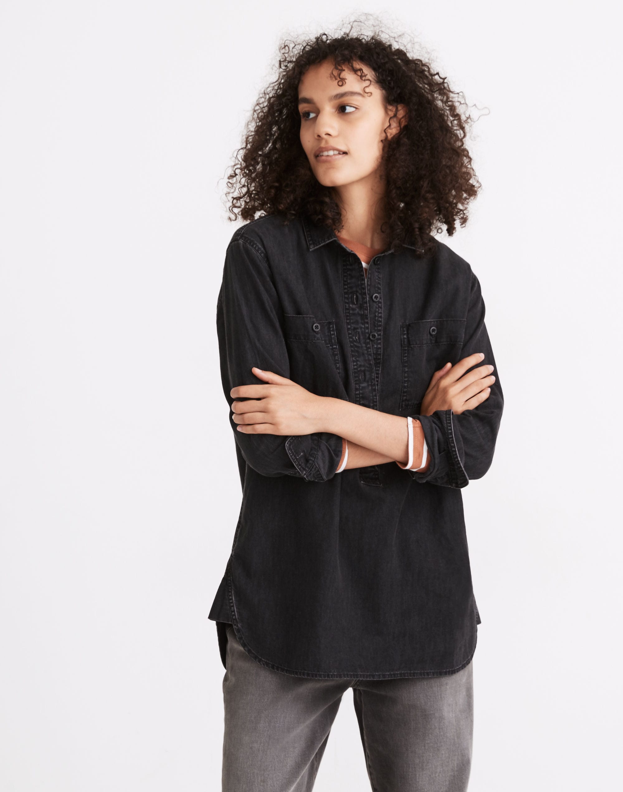 Denim Popover Top Black Wash | Madewell