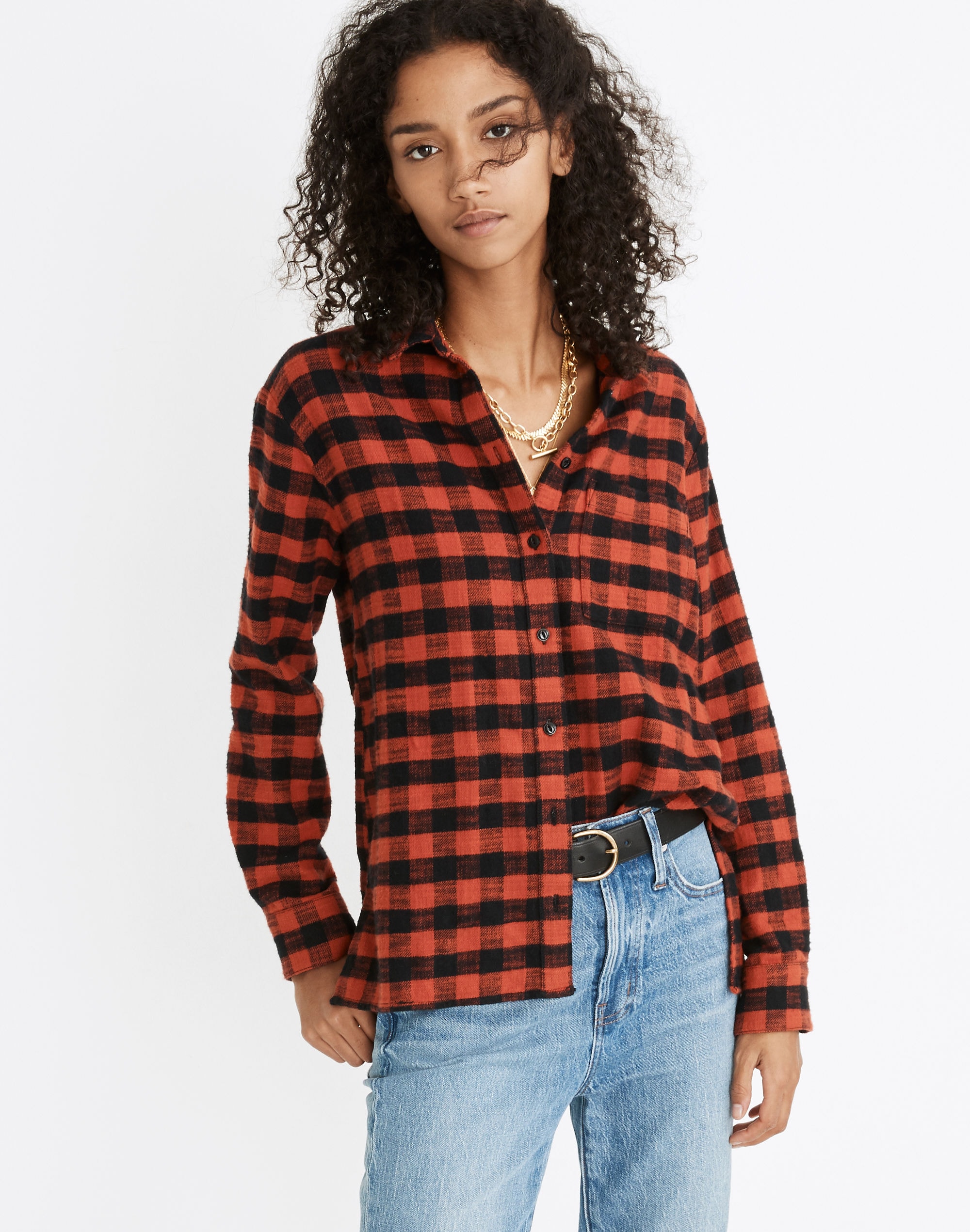 Flannel Oversized Ex-Boyfriend Shirt Buffalo Check | Madewell