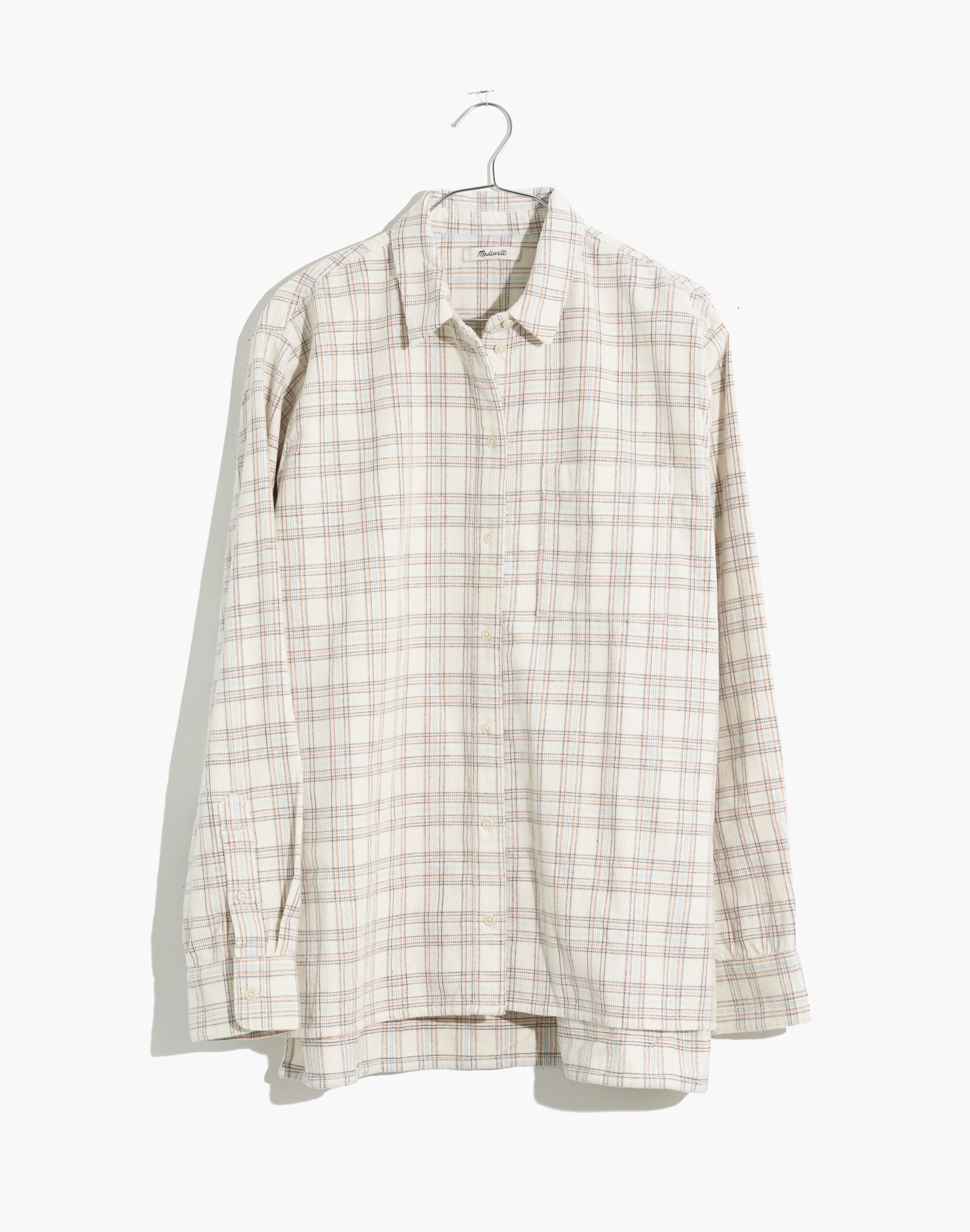 Corduroy Oversized Ex-Boyfriend Shirt in Lombard Plaid