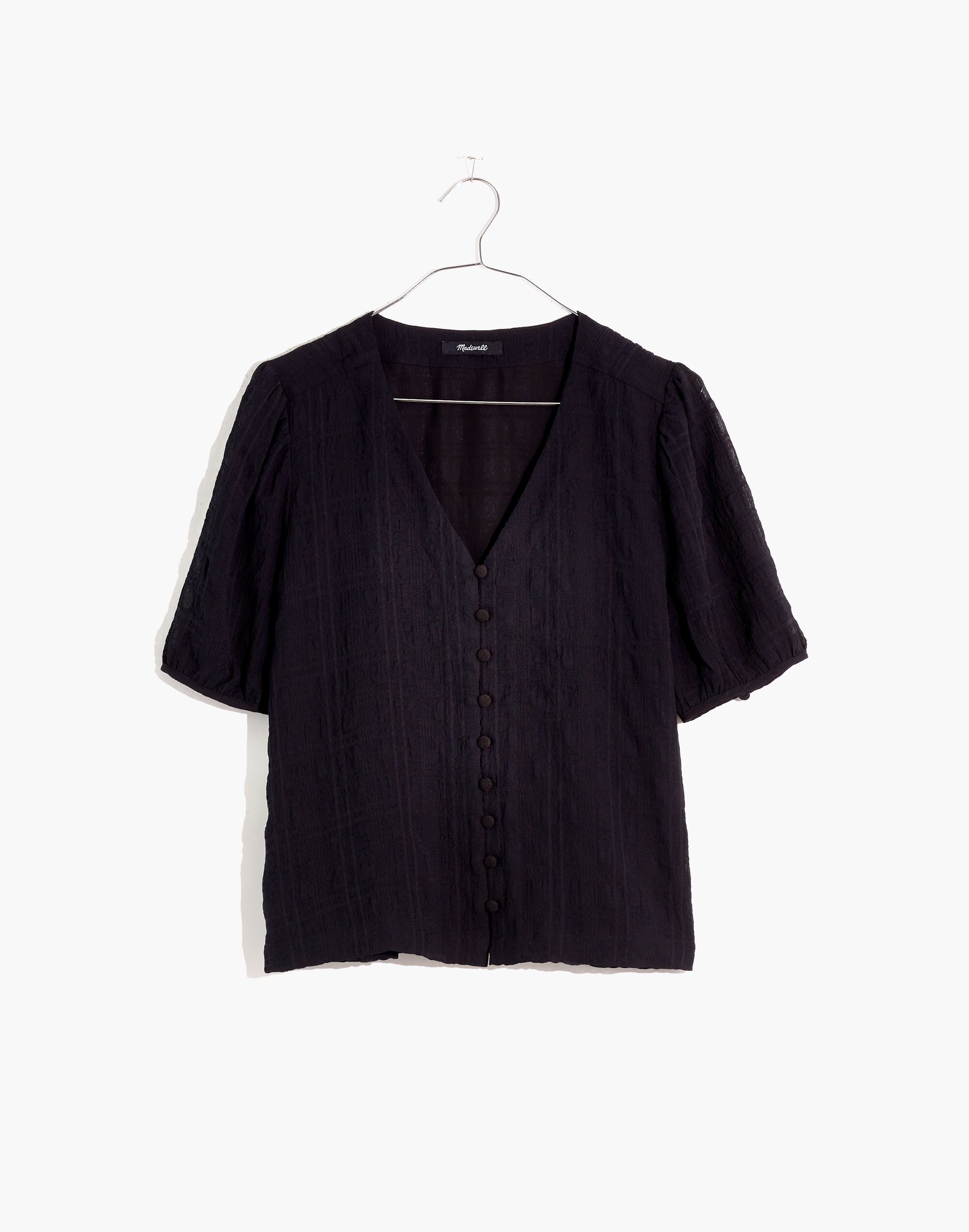 Textured Puff-Sleeve Button-Front Top | Madewell