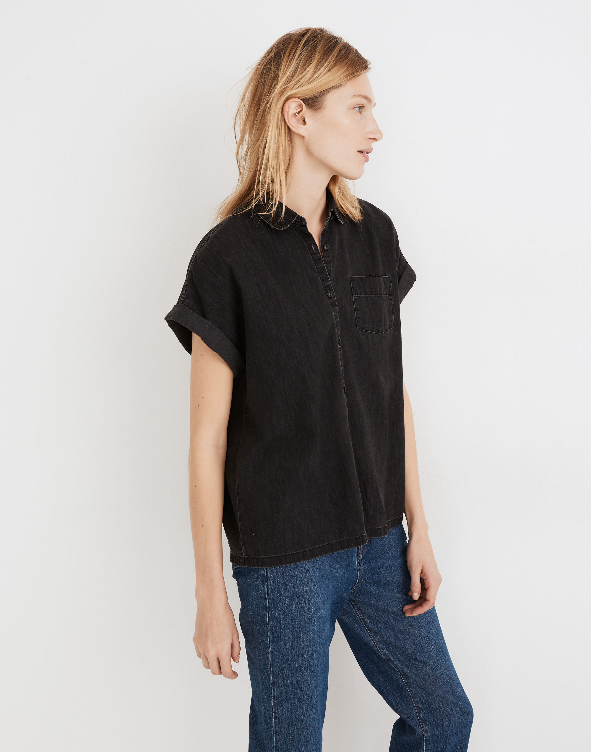 Denim Rolled-Sleeve Shirt Lunar Wash | Madewell