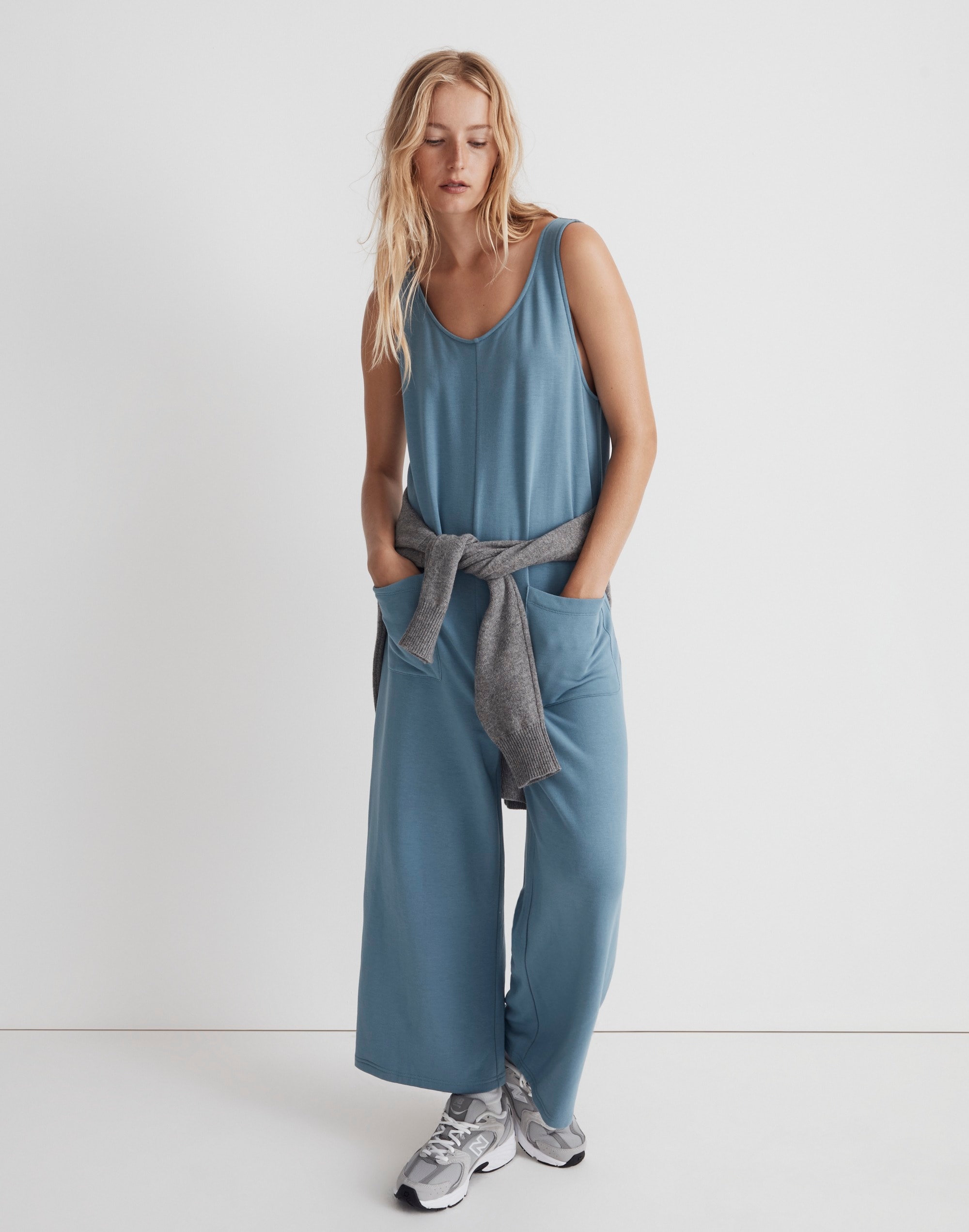 Mw Superbrushed Pull-on Jumpsuit In Ocean