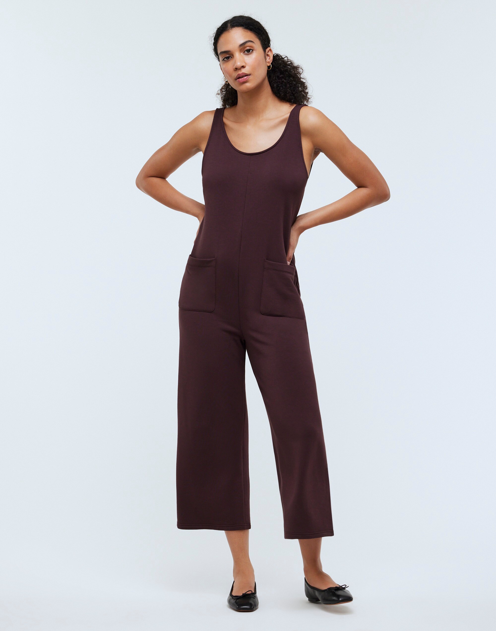 Shop Mw Superbrushed Pull-on Jumpsuit In Chocolate Raisin