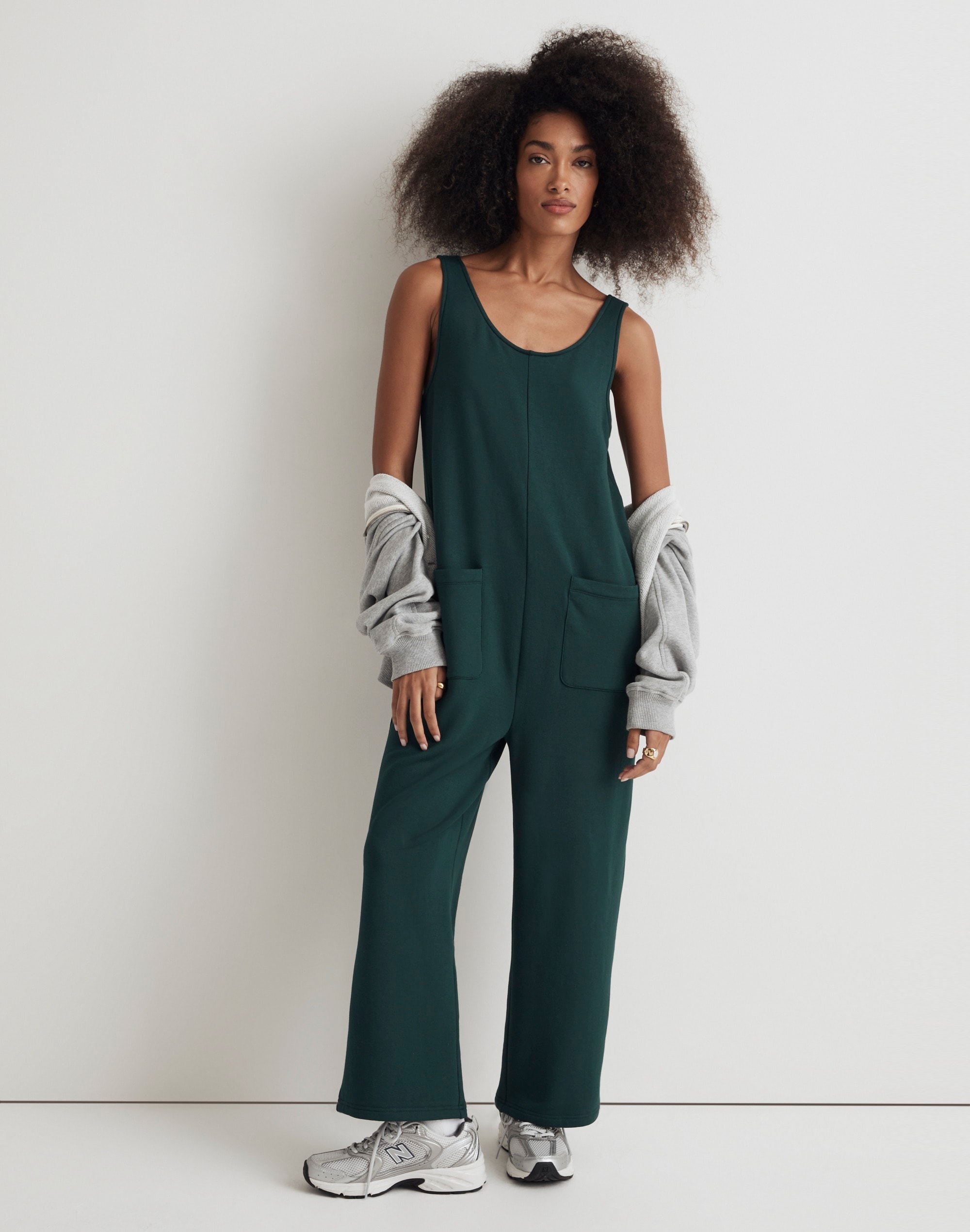 Mw Superbrushed Pull-on Jumpsuit In Smoky Spruce
