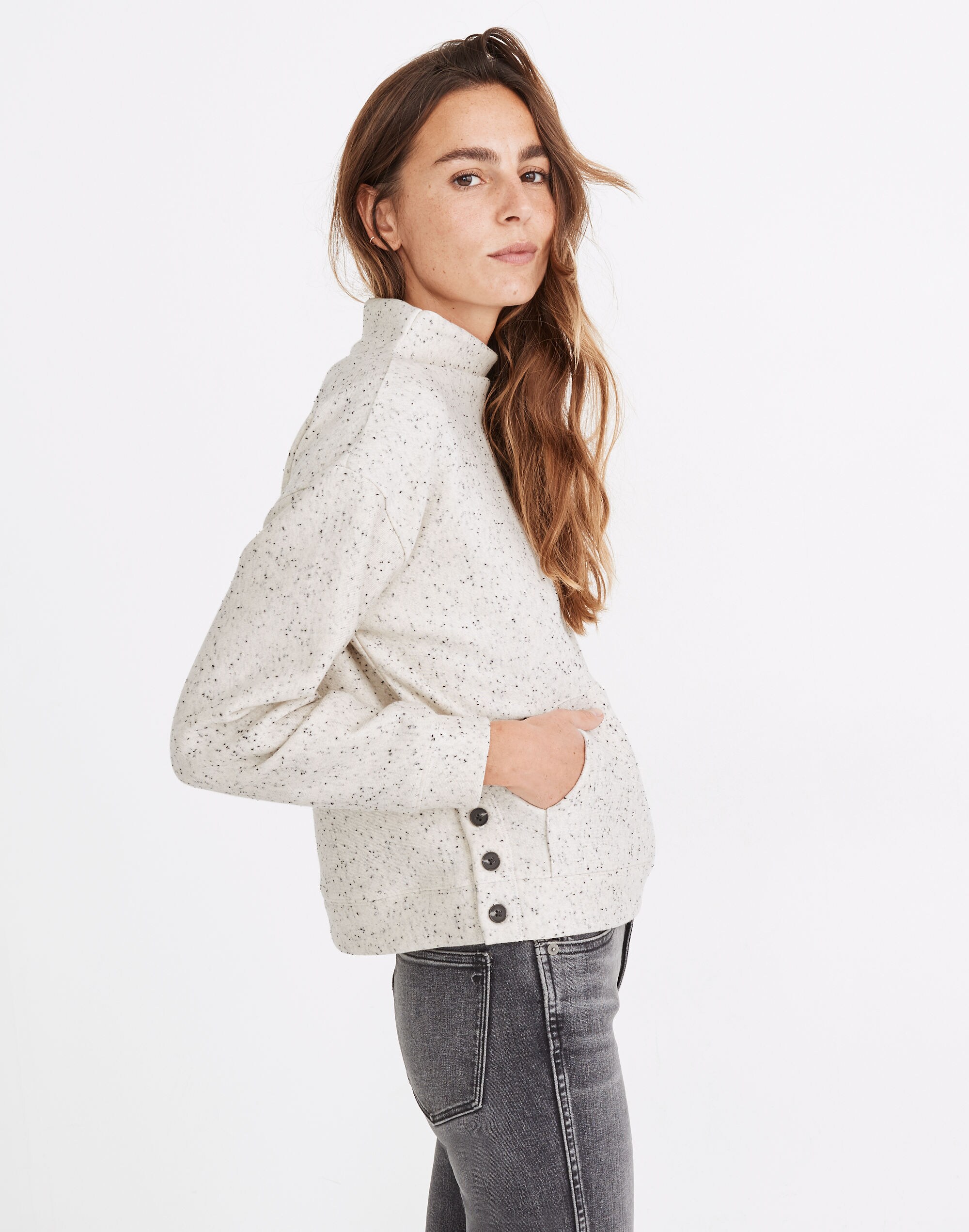 Donegal Mockneck Side-Button Sweatshirt | Madewell