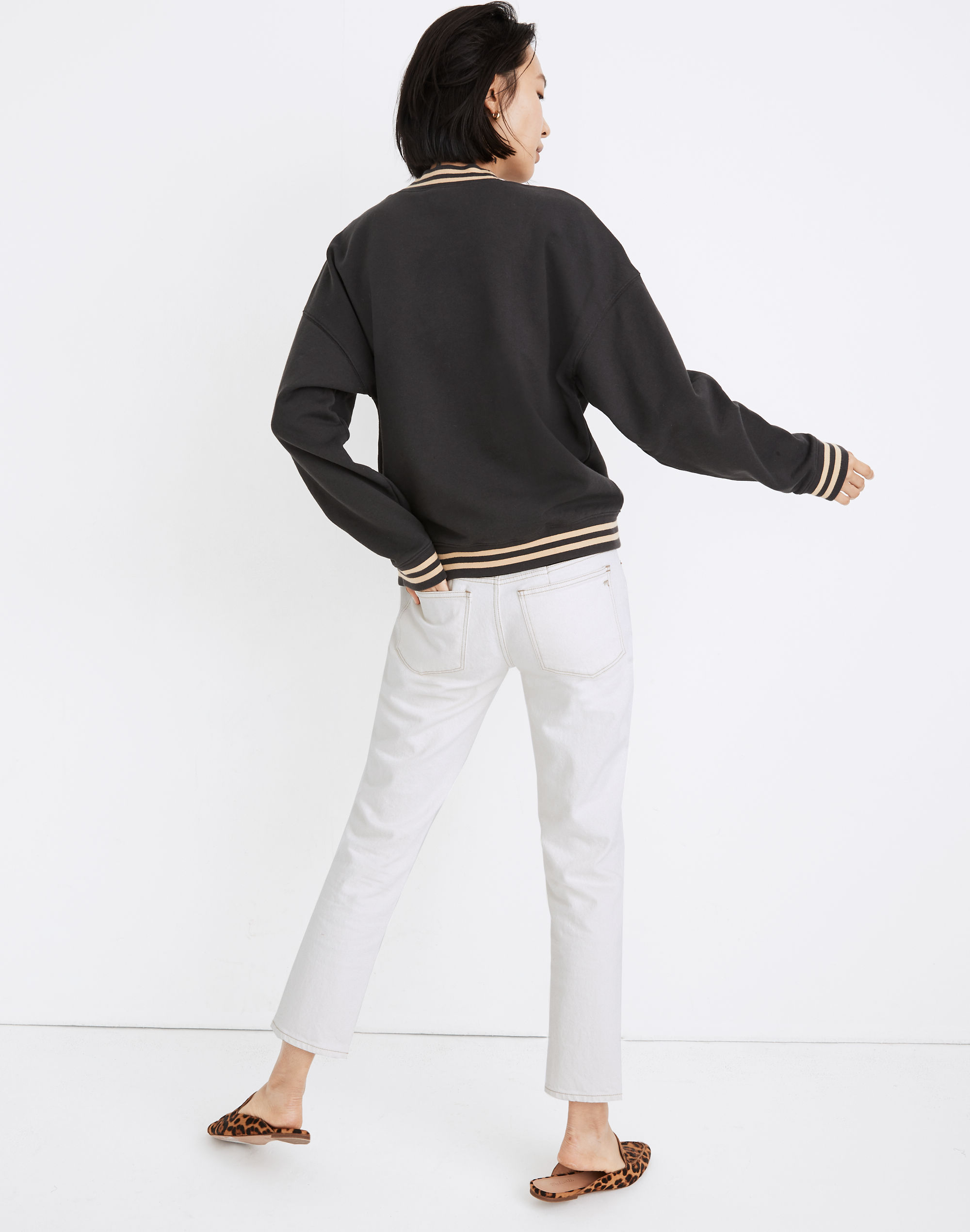 (Re)sourced Cotton Stripe-Trim Studio Mockneck Sweatshirt