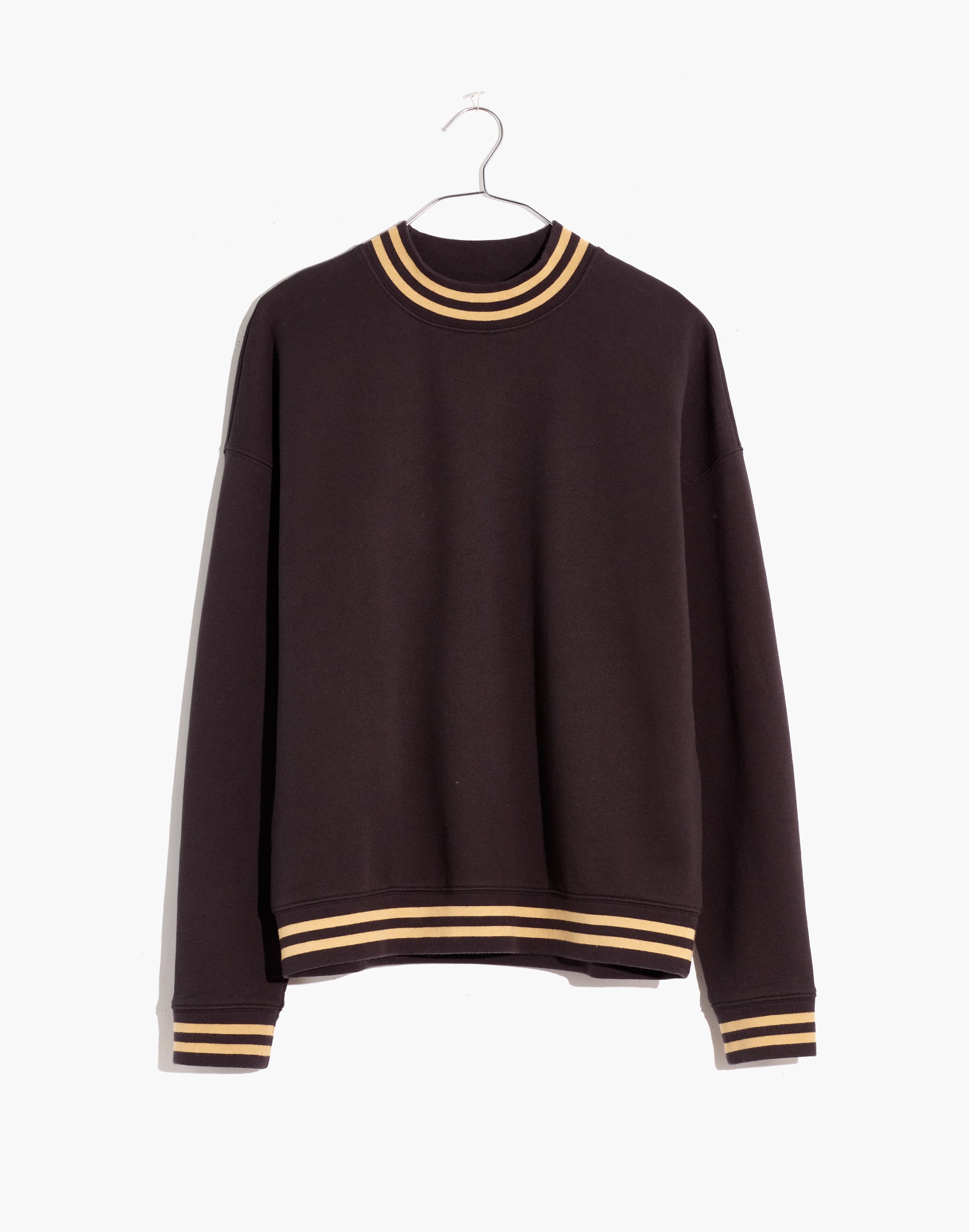 (Re)sourced Cotton Stripe-Trim Studio Mockneck Sweatshirt