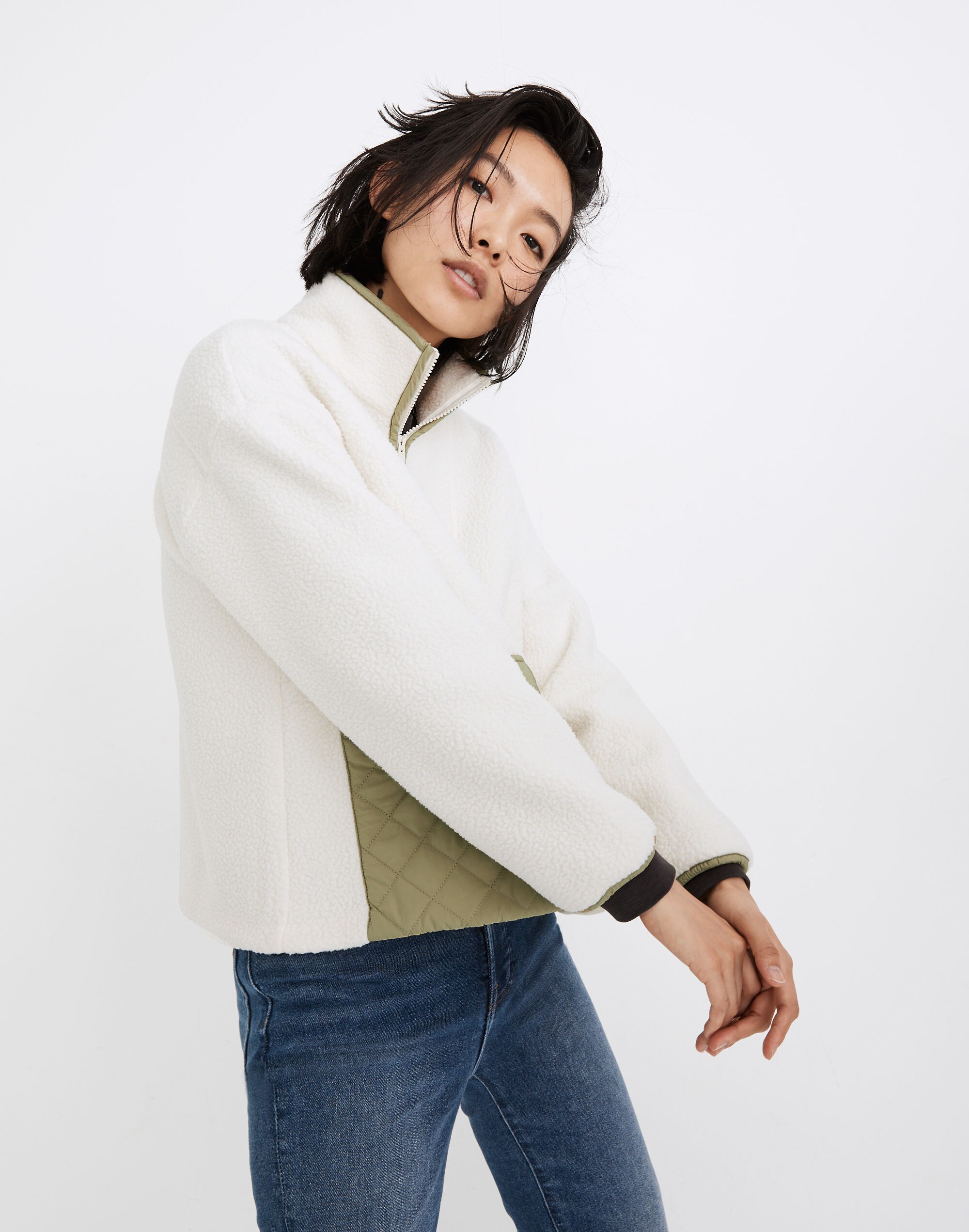 (Re)sourced Fleece Quilted-Pocket Popover Jacket | Madewell