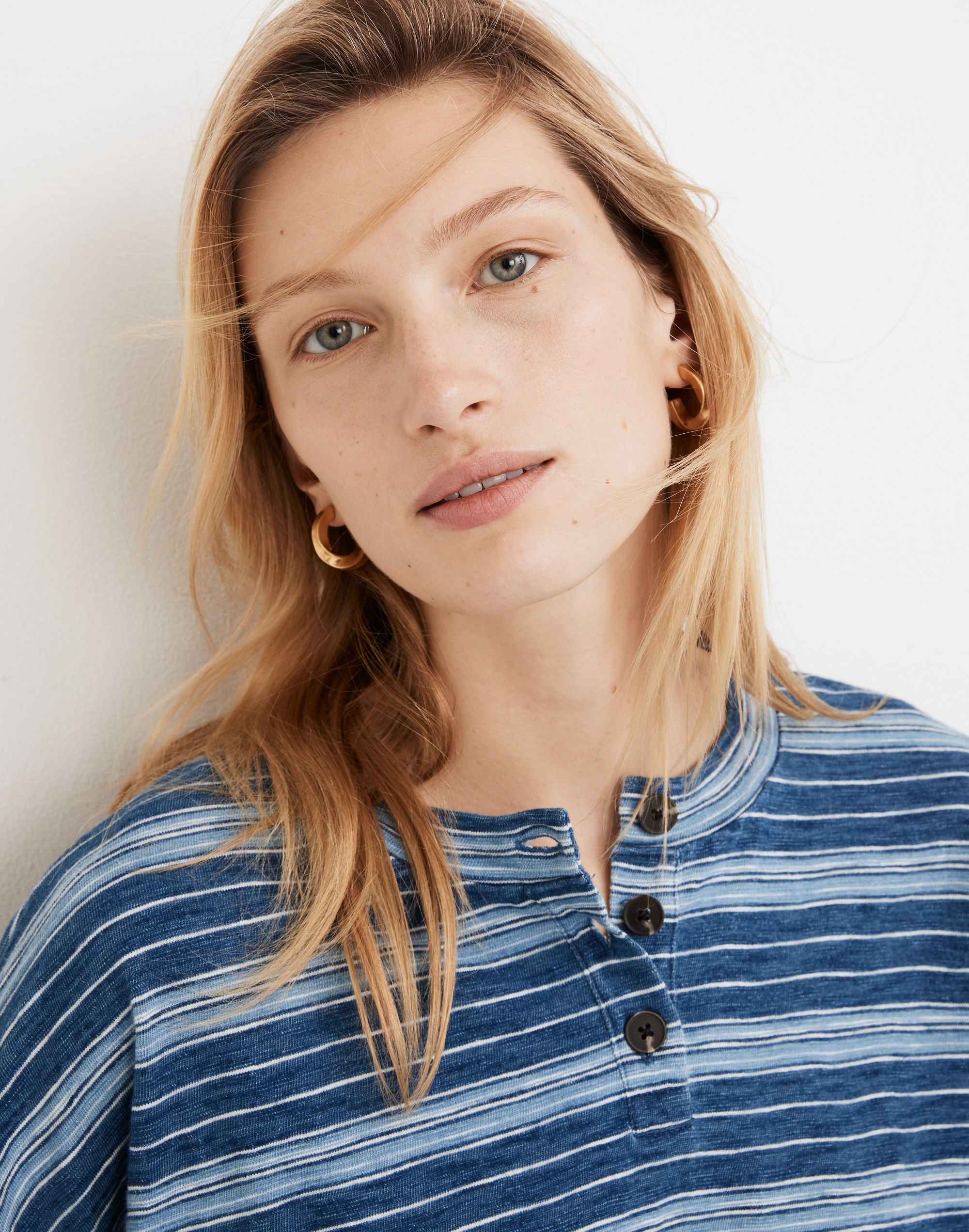 Roster Henley Tee Indigo Stripe | Madewell