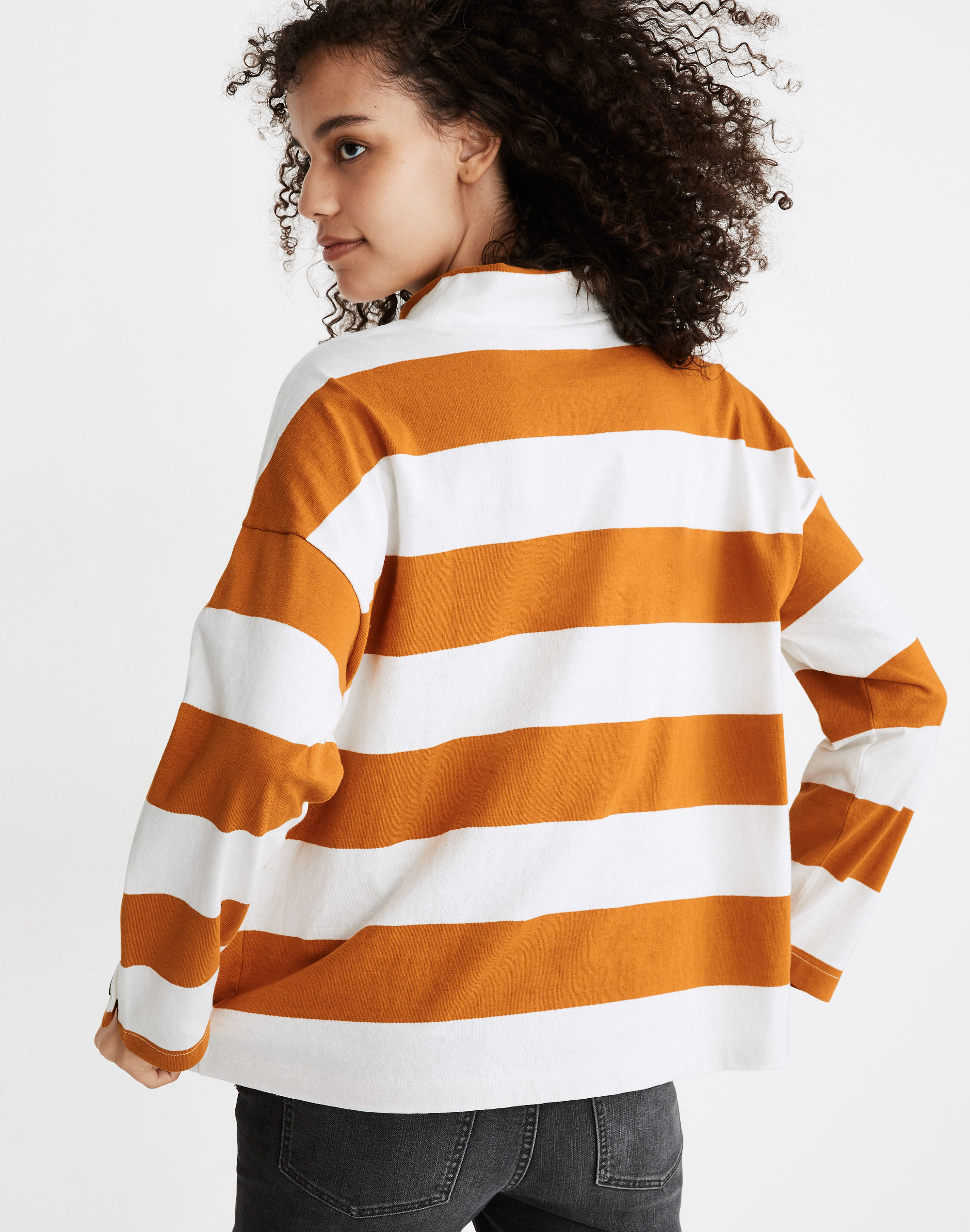 Striped Button-Sleeve Turtleneck Top | Madewell