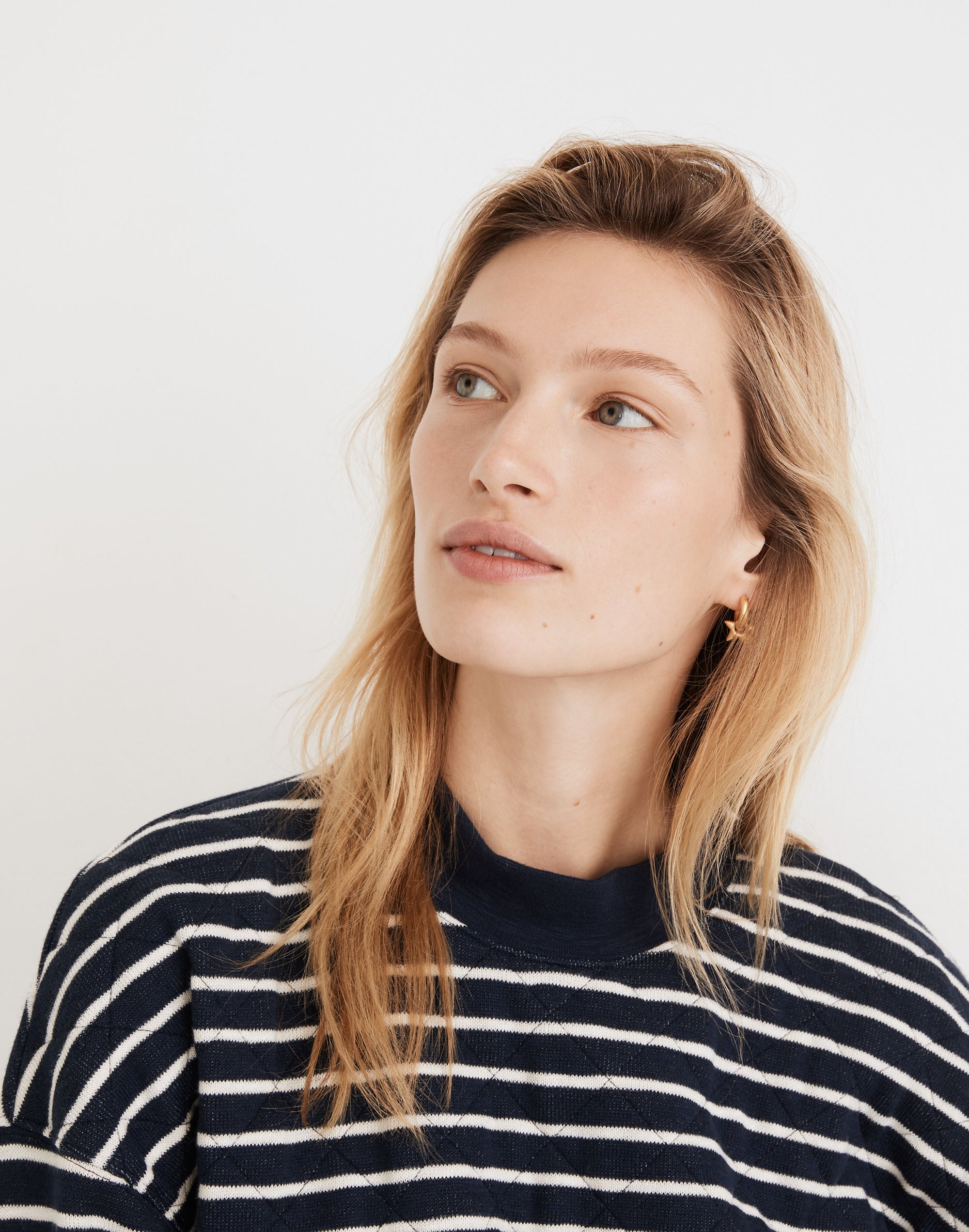 Quilted Studio Mockneck Sweatshirt Stripe | Madewell