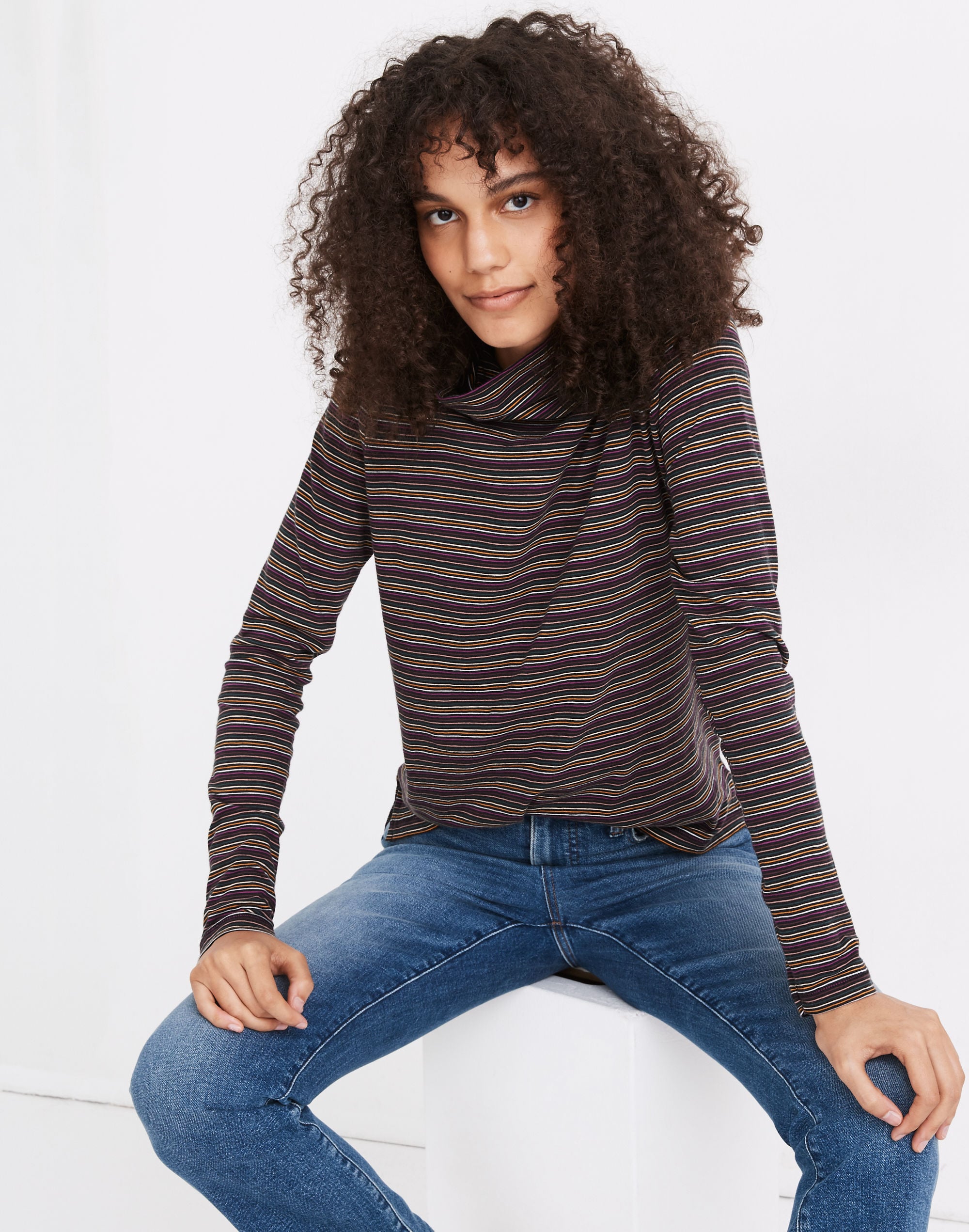 Whisper Cotton Turtleneck Evie Stripe | Madewell