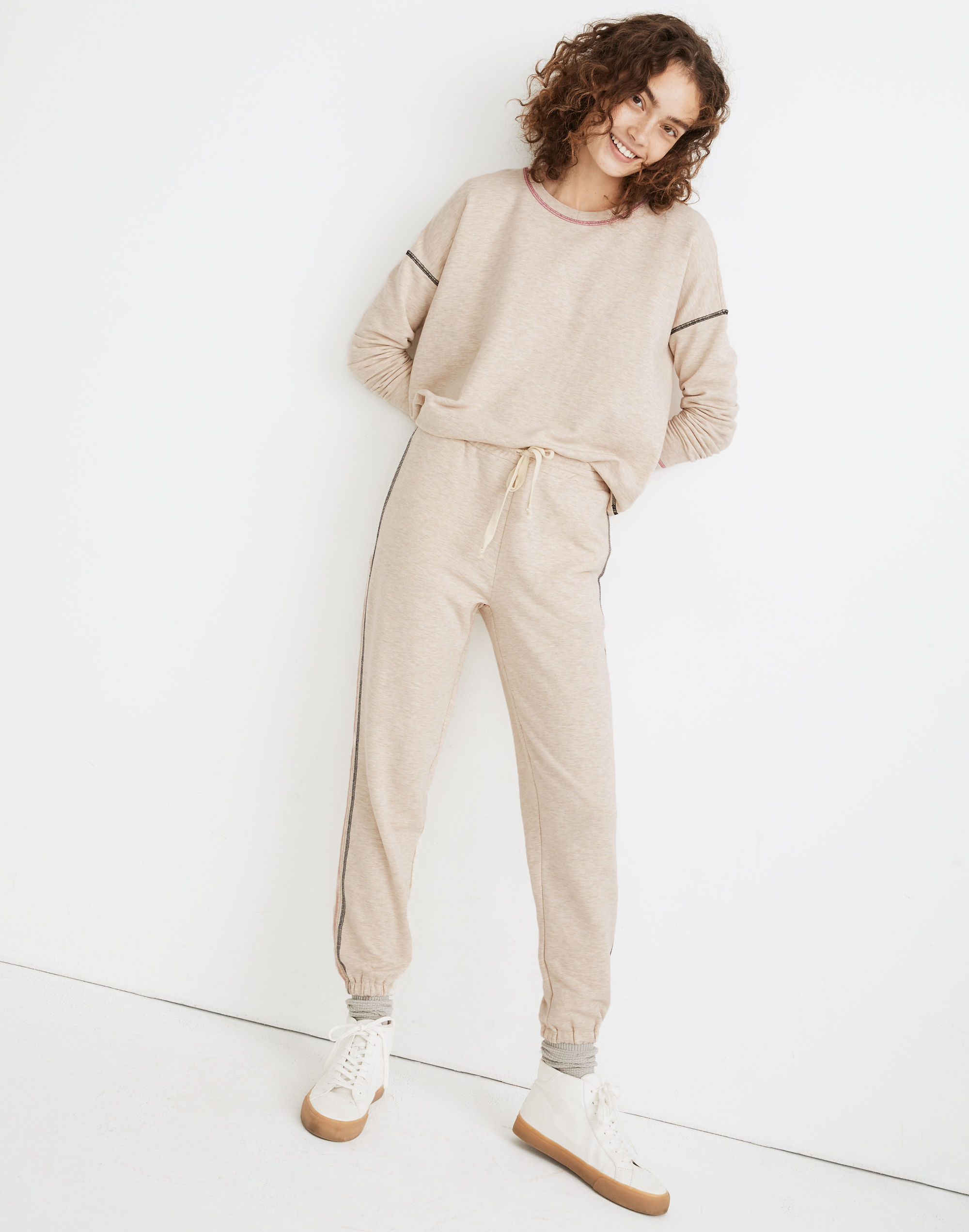 MWL Superbrushed Contrast-Stitched Easygoing Sweatpants | Madewell