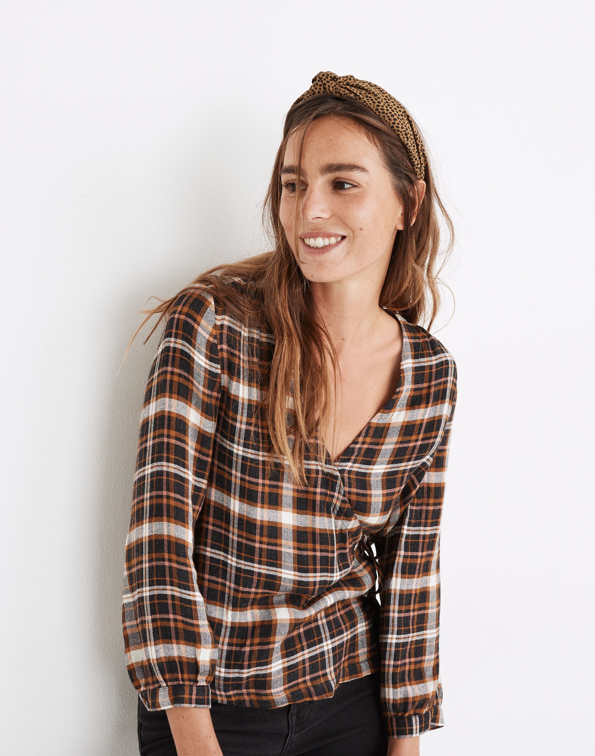 Plaid Gauze Double-Tie Wrap Top | Madewell