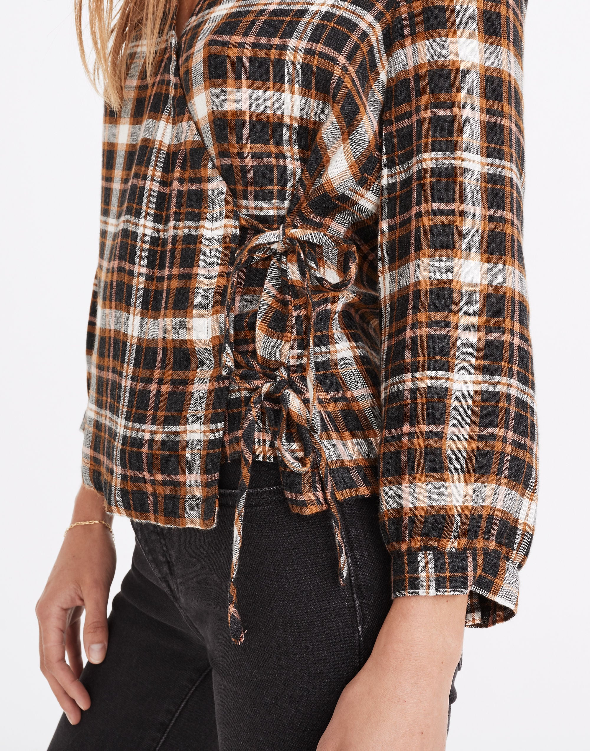 Plaid Gauze Double-Tie Wrap Top | Madewell