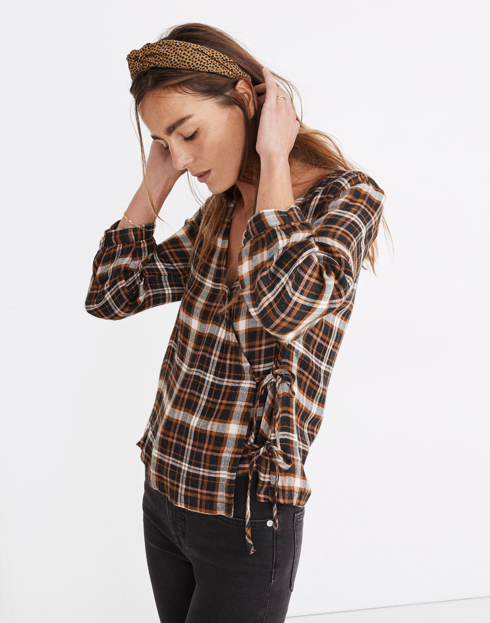 Plaid Gauze Double-Tie Wrap Top | Madewell