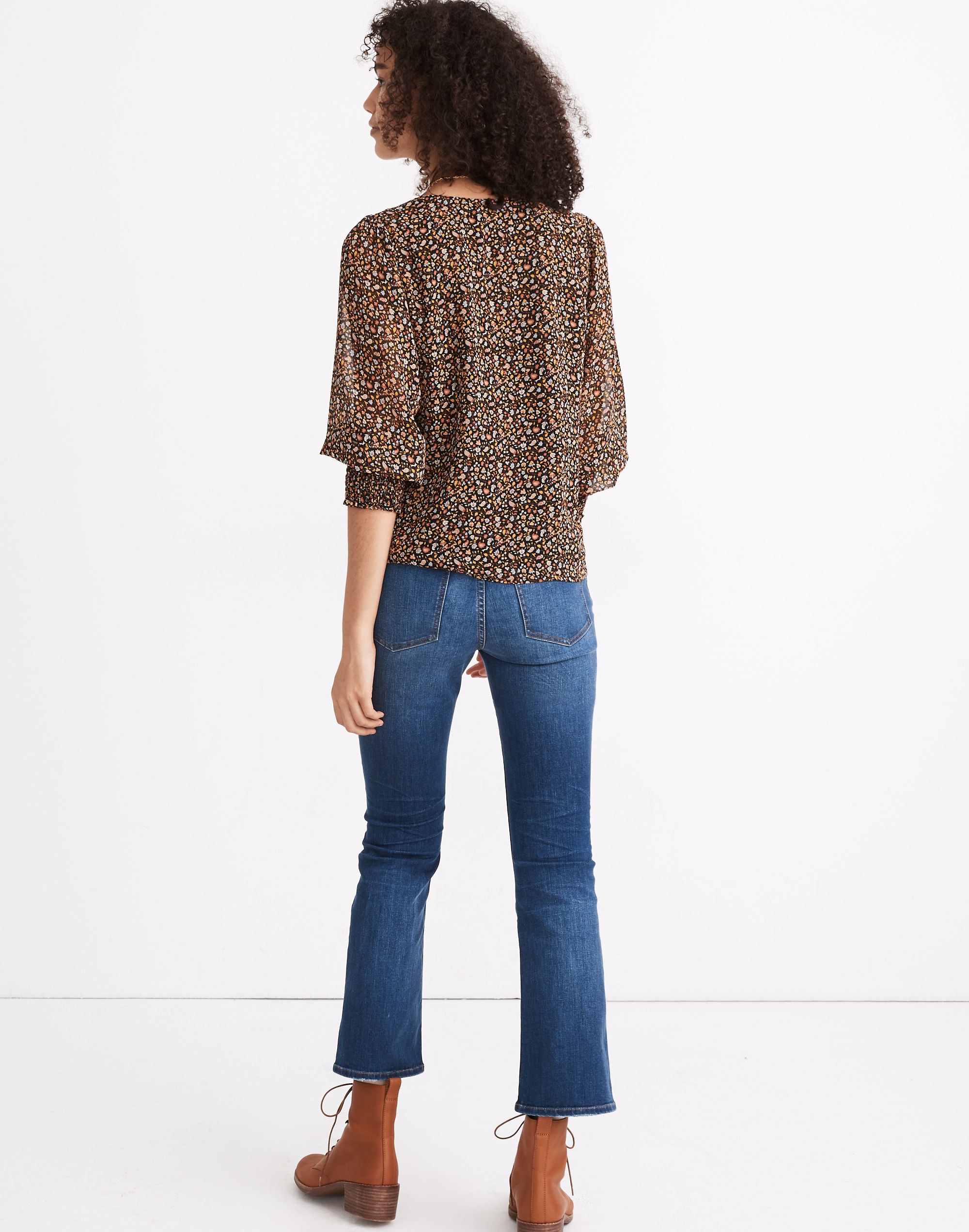 (Re)sourced Georgette Smocked-Cuff Button-Front Shirt in Folktale Paisley | Madewell