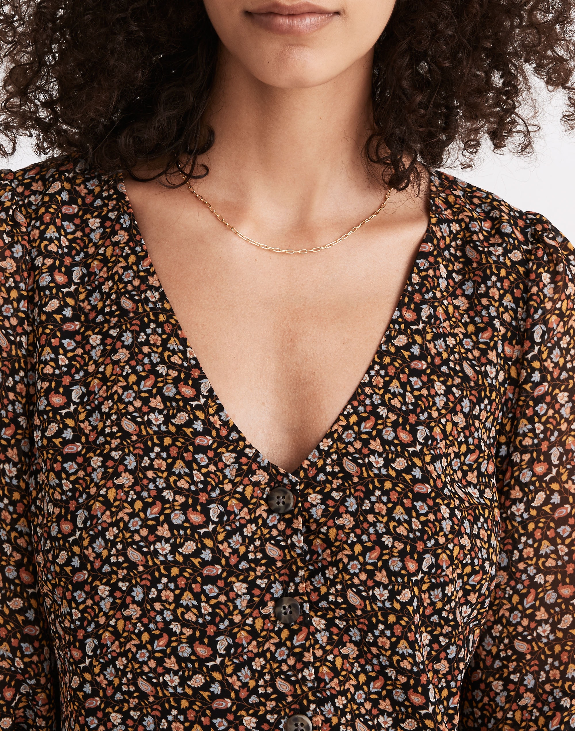 (Re)sourced Georgette Smocked-Cuff Button-Front Shirt in Folktale Paisley | Madewell