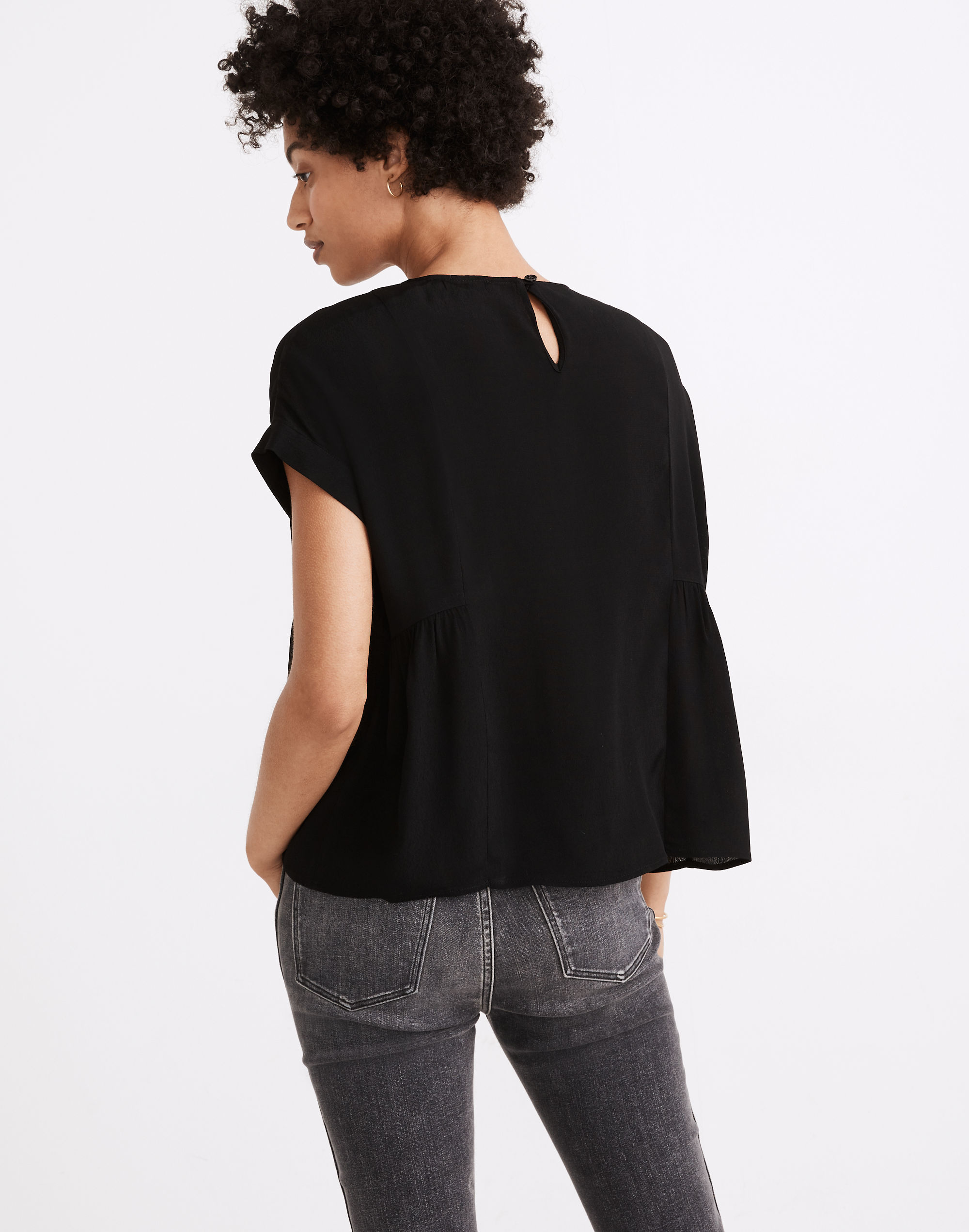 Cuffed-Sleeve Shirred Top | Madewell