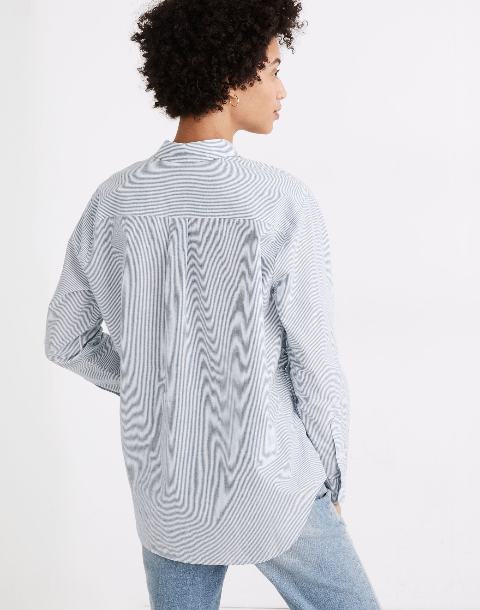 Side-Button Oversized Ex-Boyfriend Shirt Stripe | Madewell