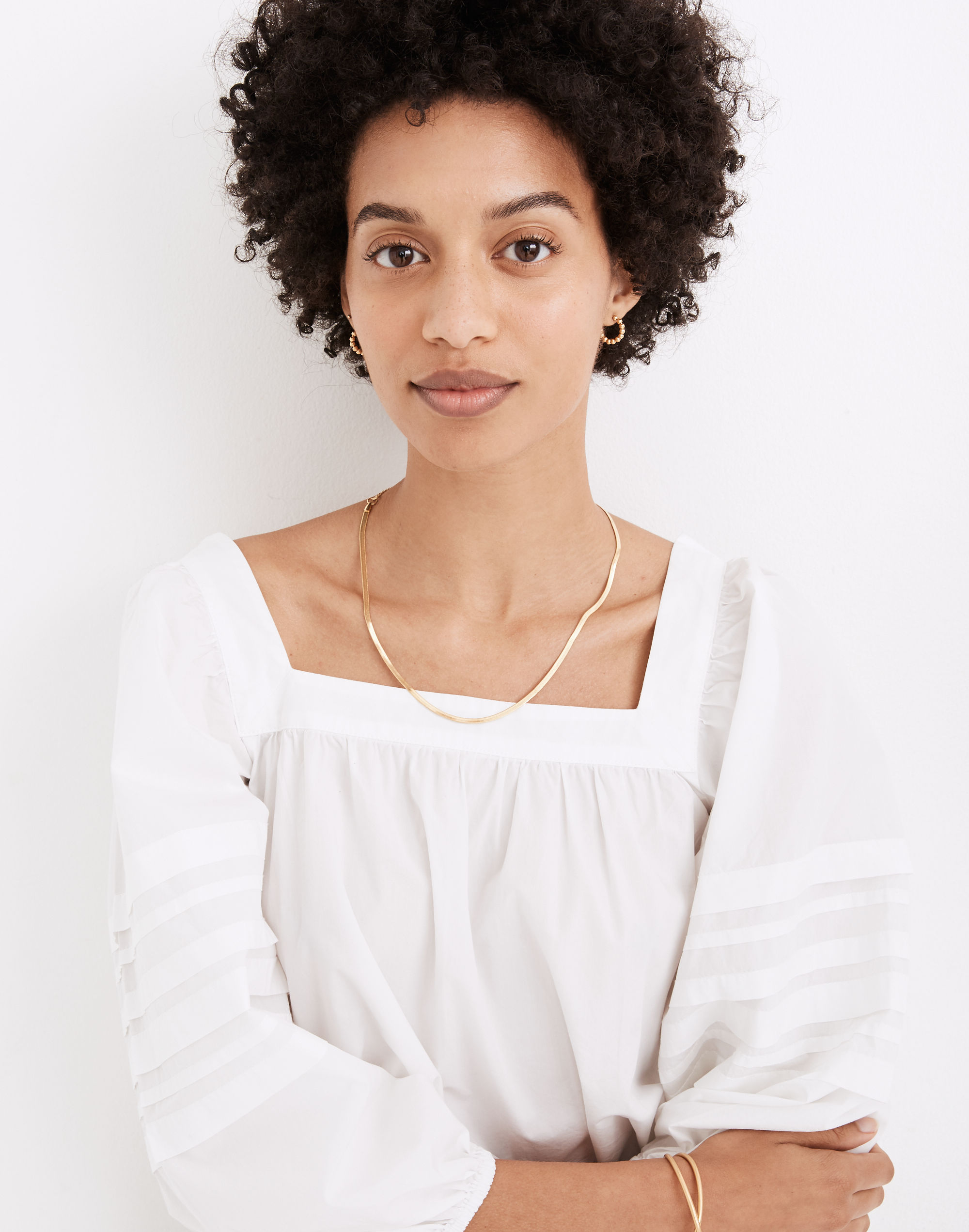 Square-Neck Pleat-Sleeve Top | Madewell