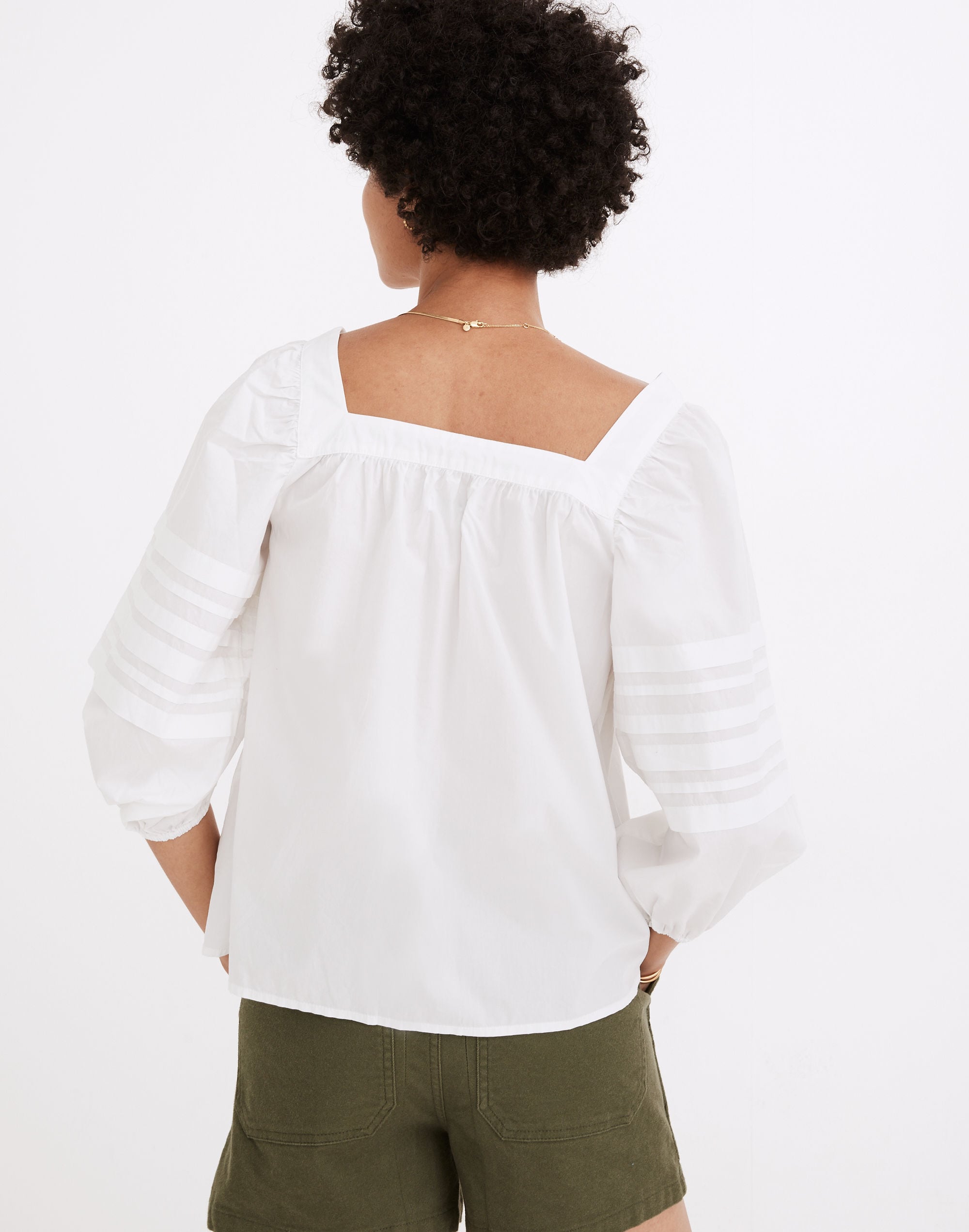 Square-Neck Pleat-Sleeve Top | Madewell