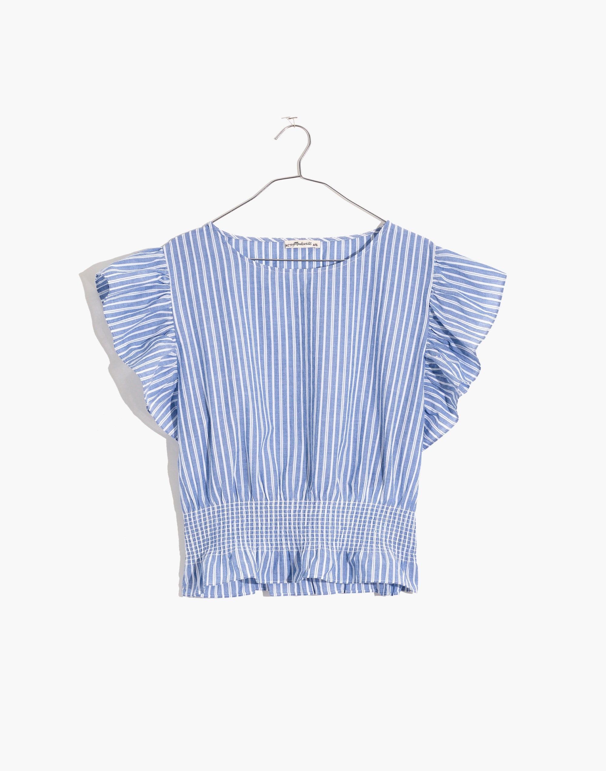 Flutter-Sleeve Smocked Top in Stripe | Madewell