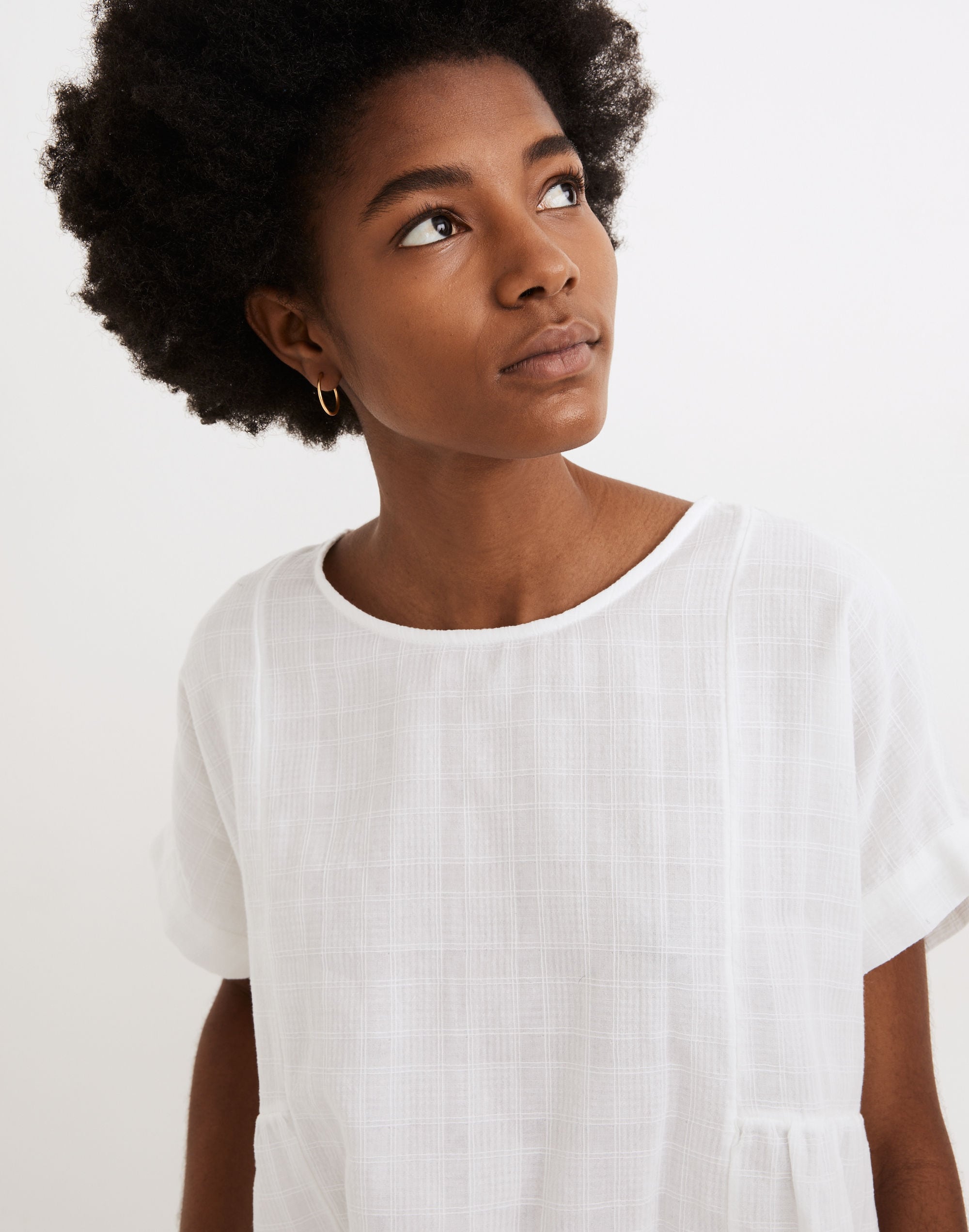 Cuffed-Sleeve Shirred Top | Madewell