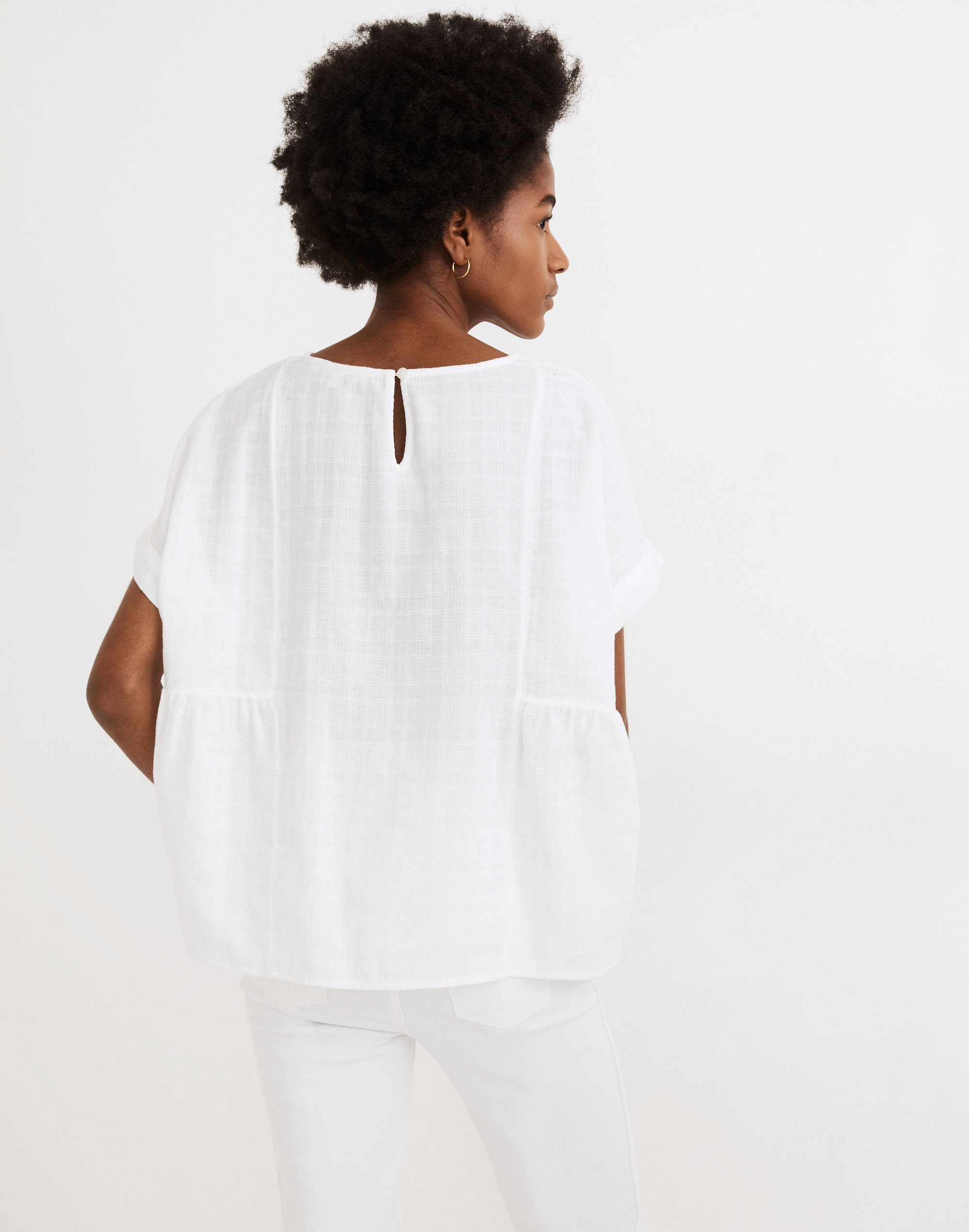 Cuffed-Sleeve Shirred Top | Madewell