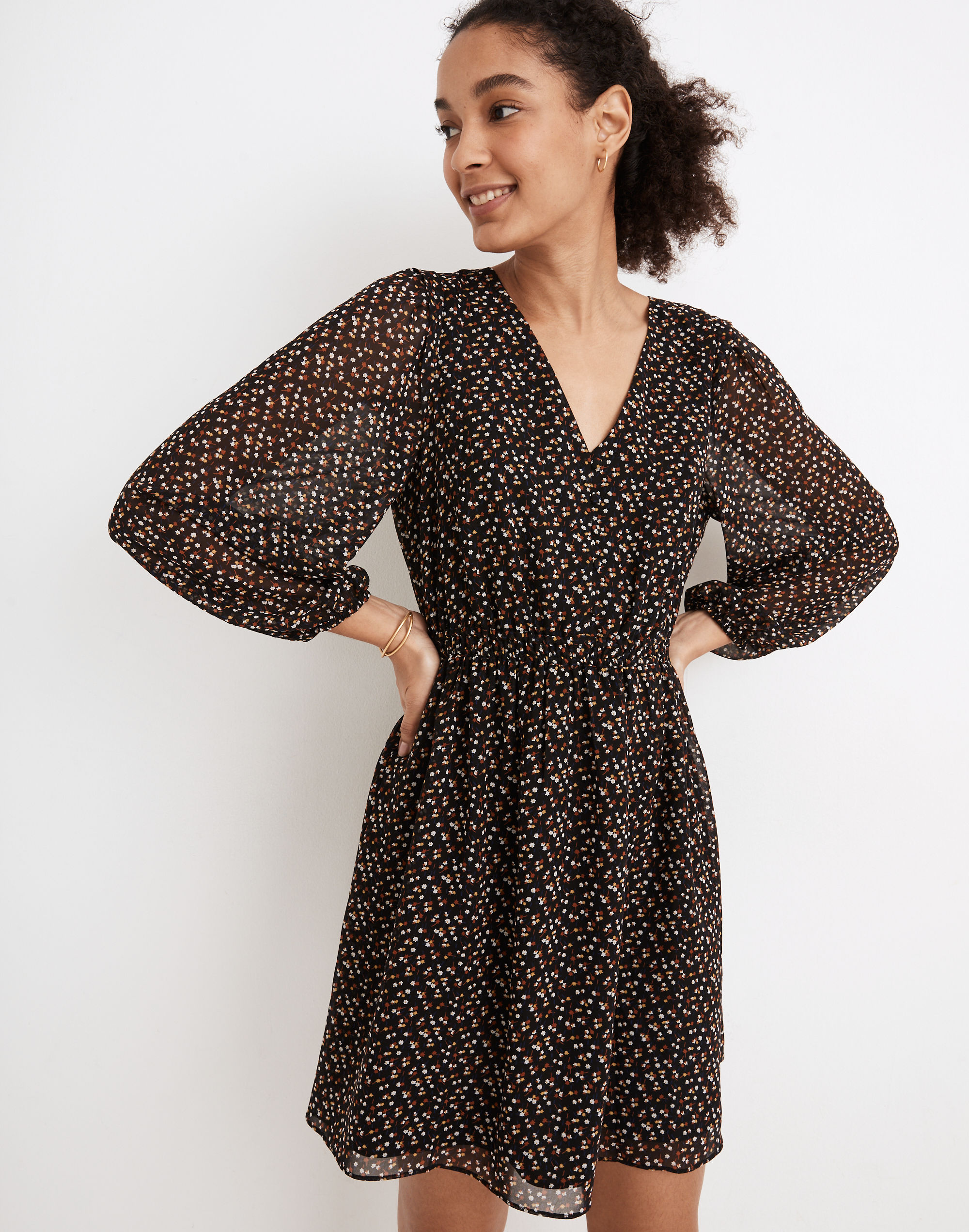 (Re)sourced Georgette Button-Front Mini Dress Adorable Ditsy | Madewell