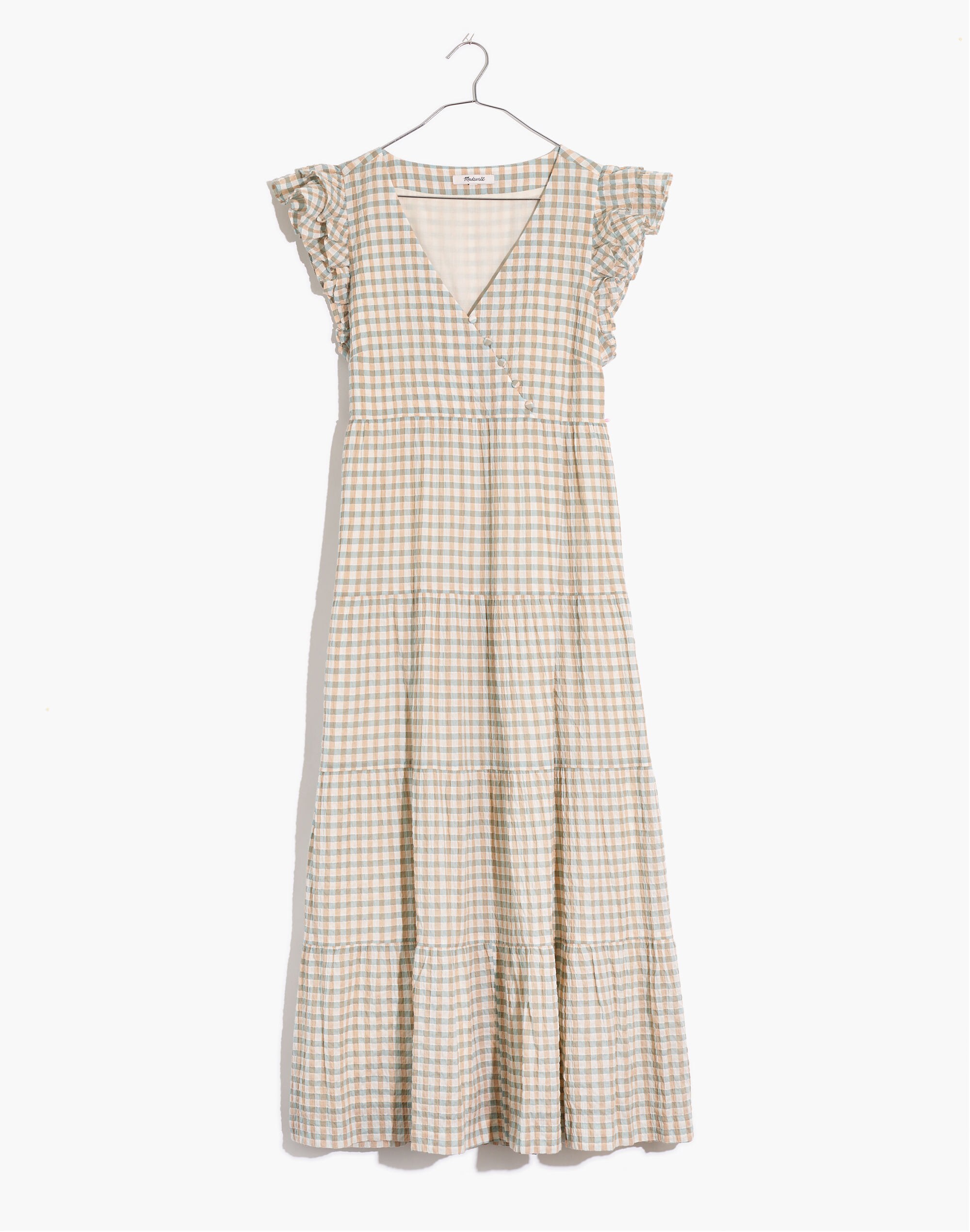 madewell gingham ruffle dress