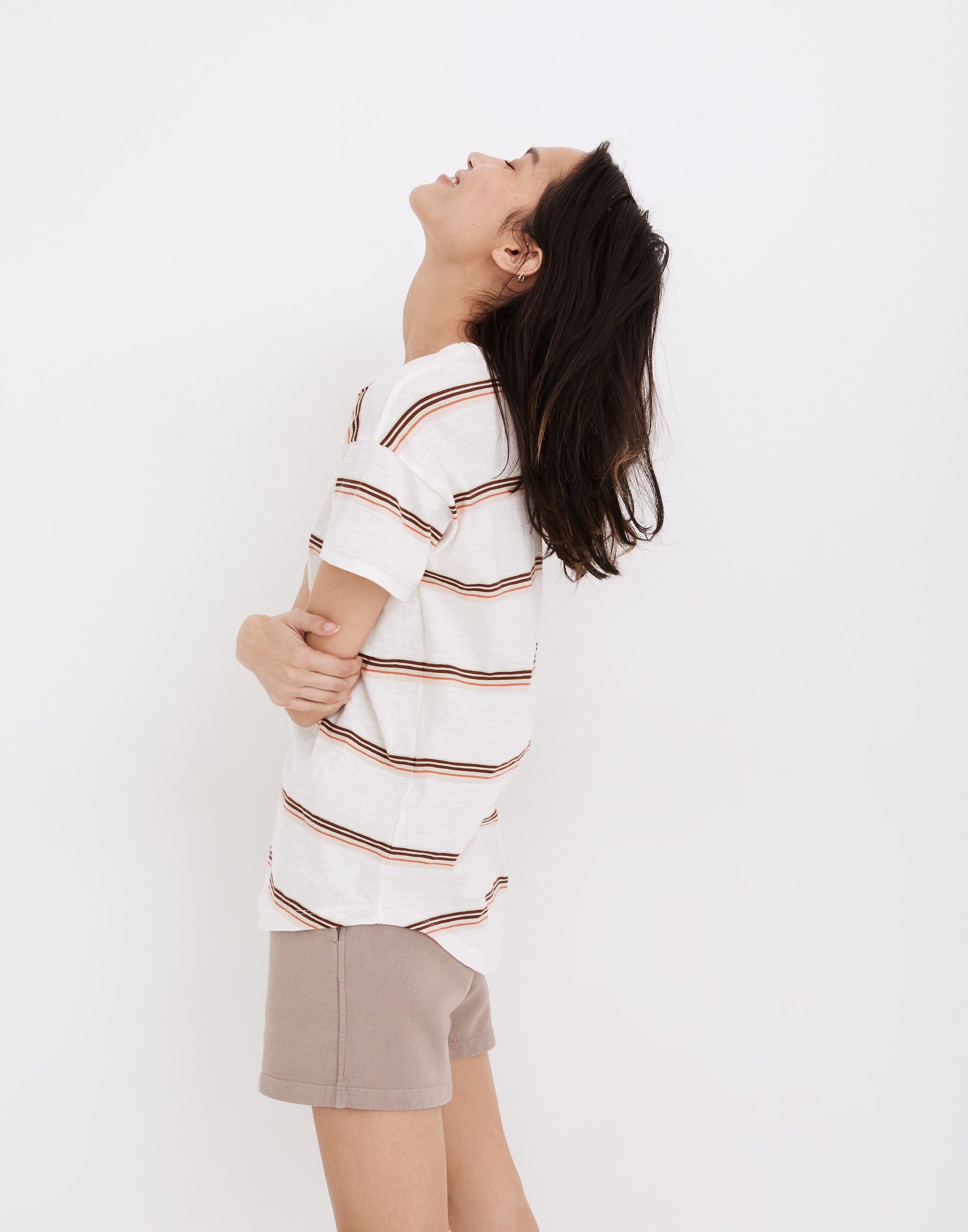 Whisper Cotton Rib-Crewneck Tee Myrtle Stripe | Madewell