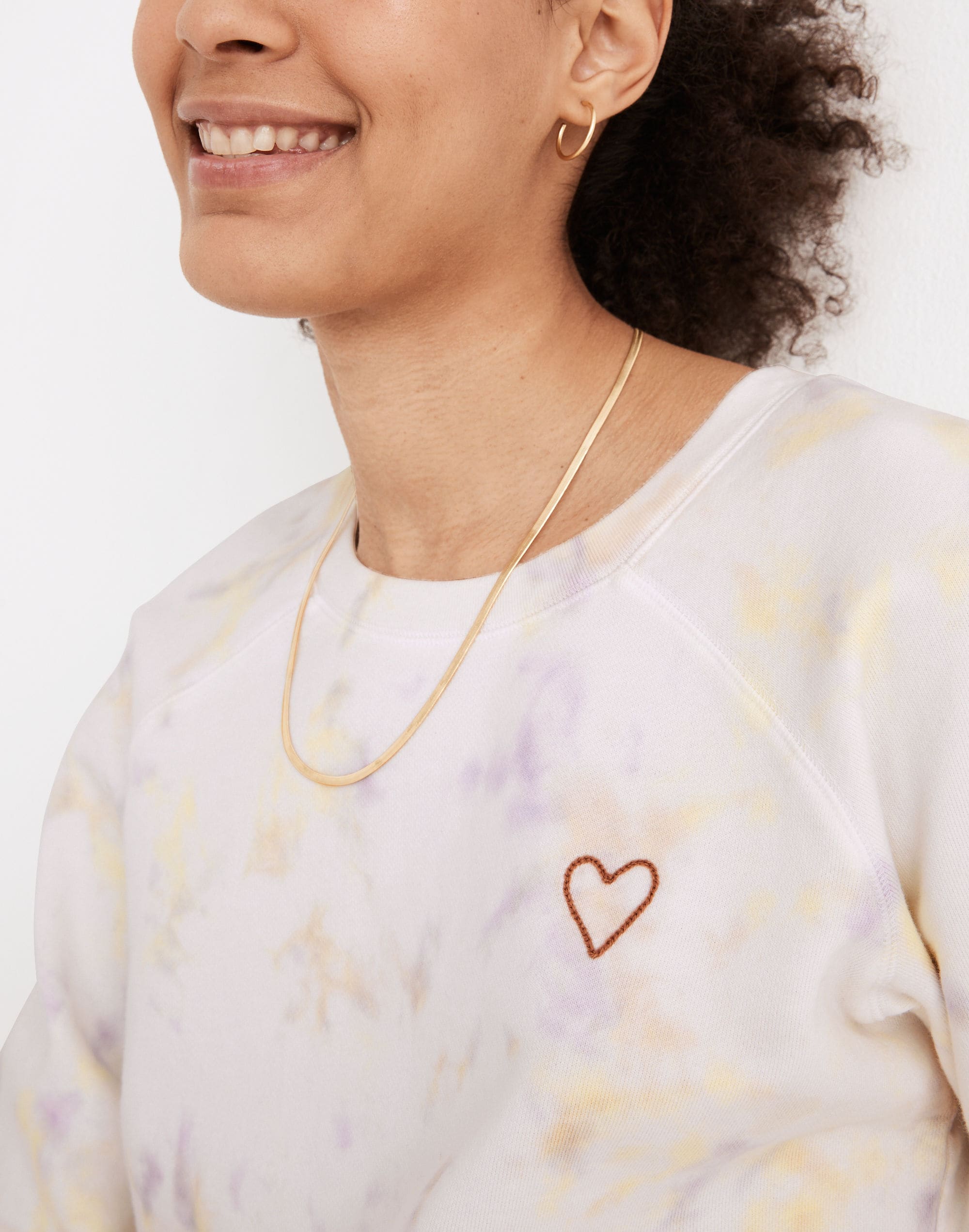 Heart Embroidered (Re)sourced Cotton Sweatshirt in Tie-Dye | Madewell