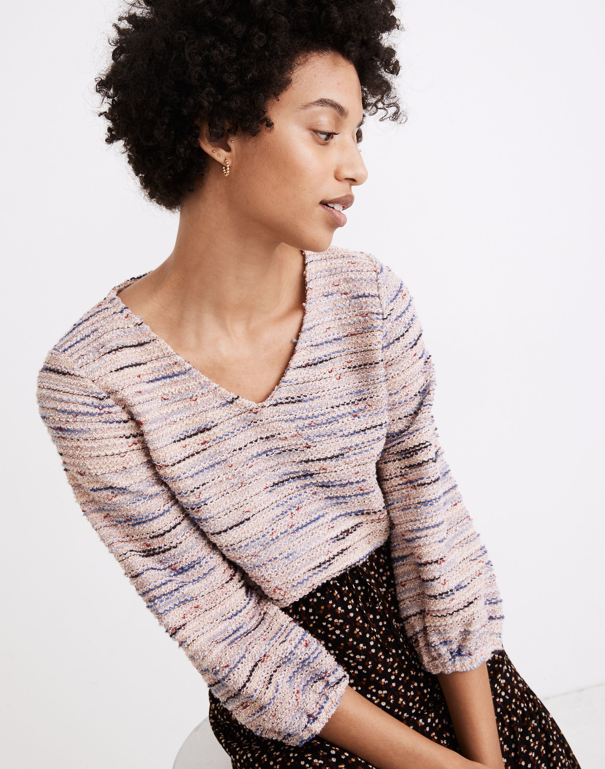 Rainbow Jacquard Full-Sleeve Top | Madewell