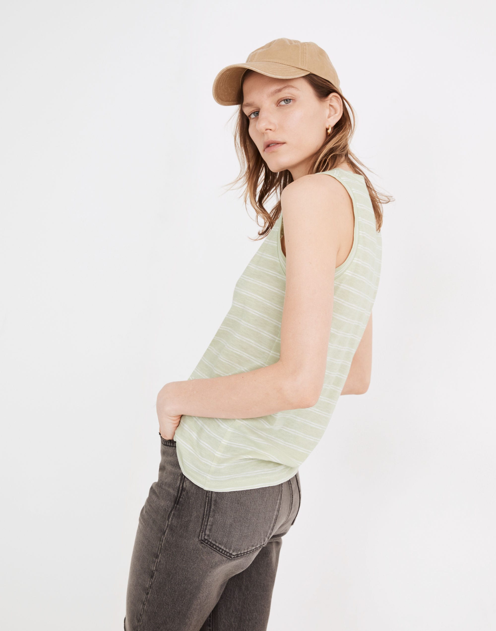 Whisper Cotton V-Neck Tank Beasley Stripe | Madewell