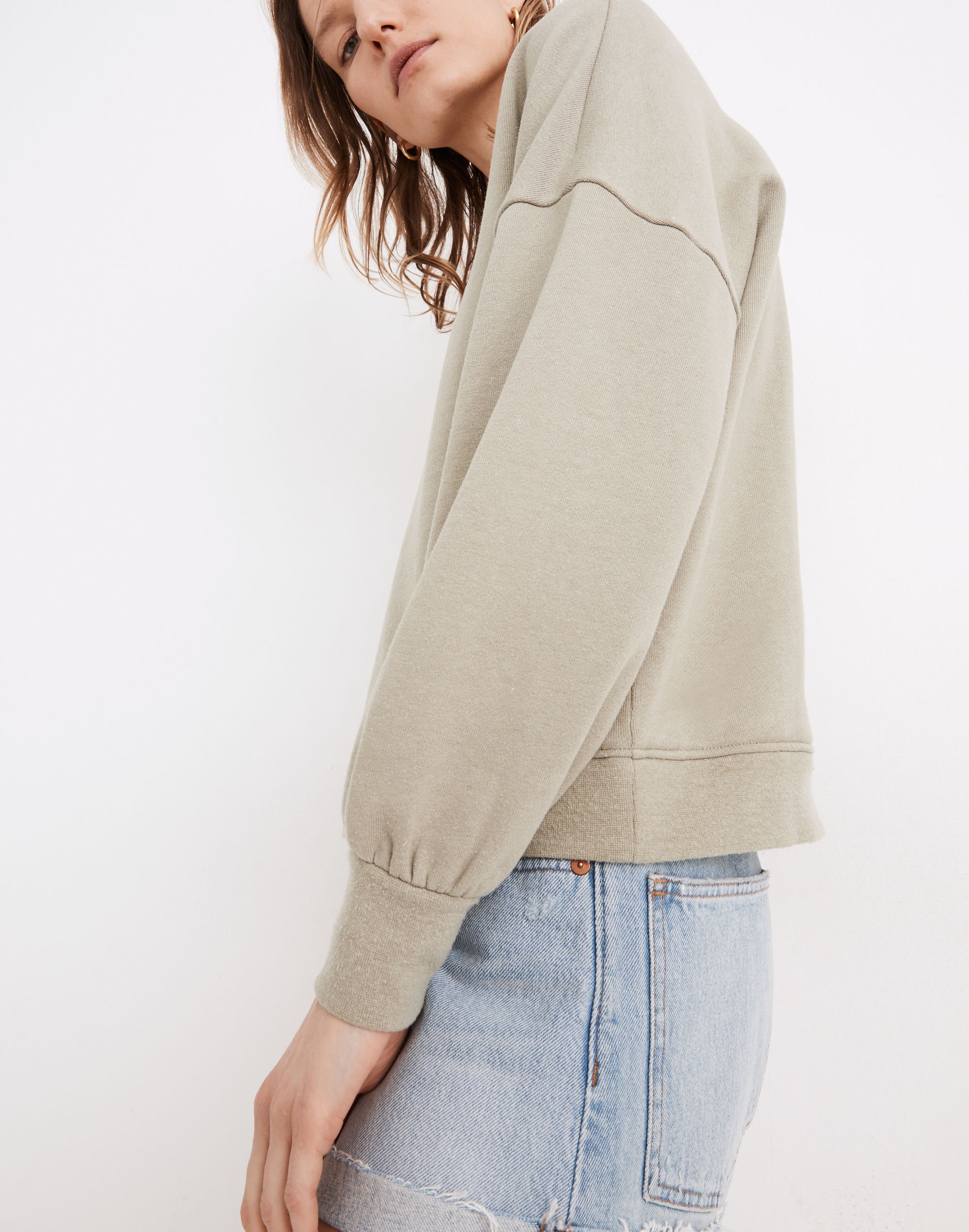 Hemp-Cotton V-Neck Sweatshirt | Madewell