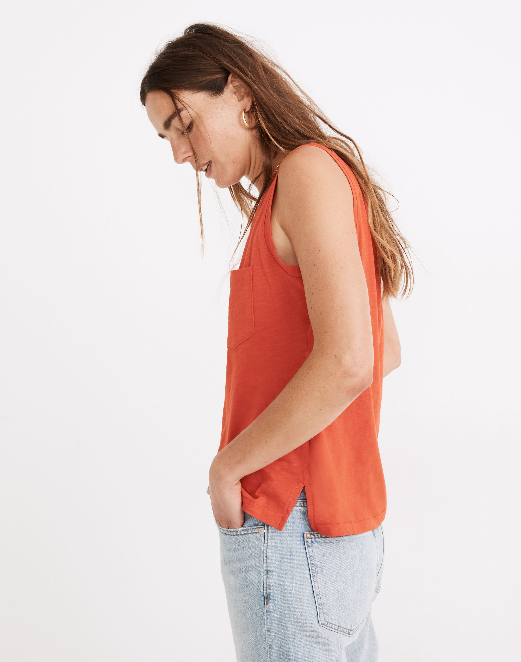 Whisper Cotton Crewneck Pocket Muscle Tank | Madewell