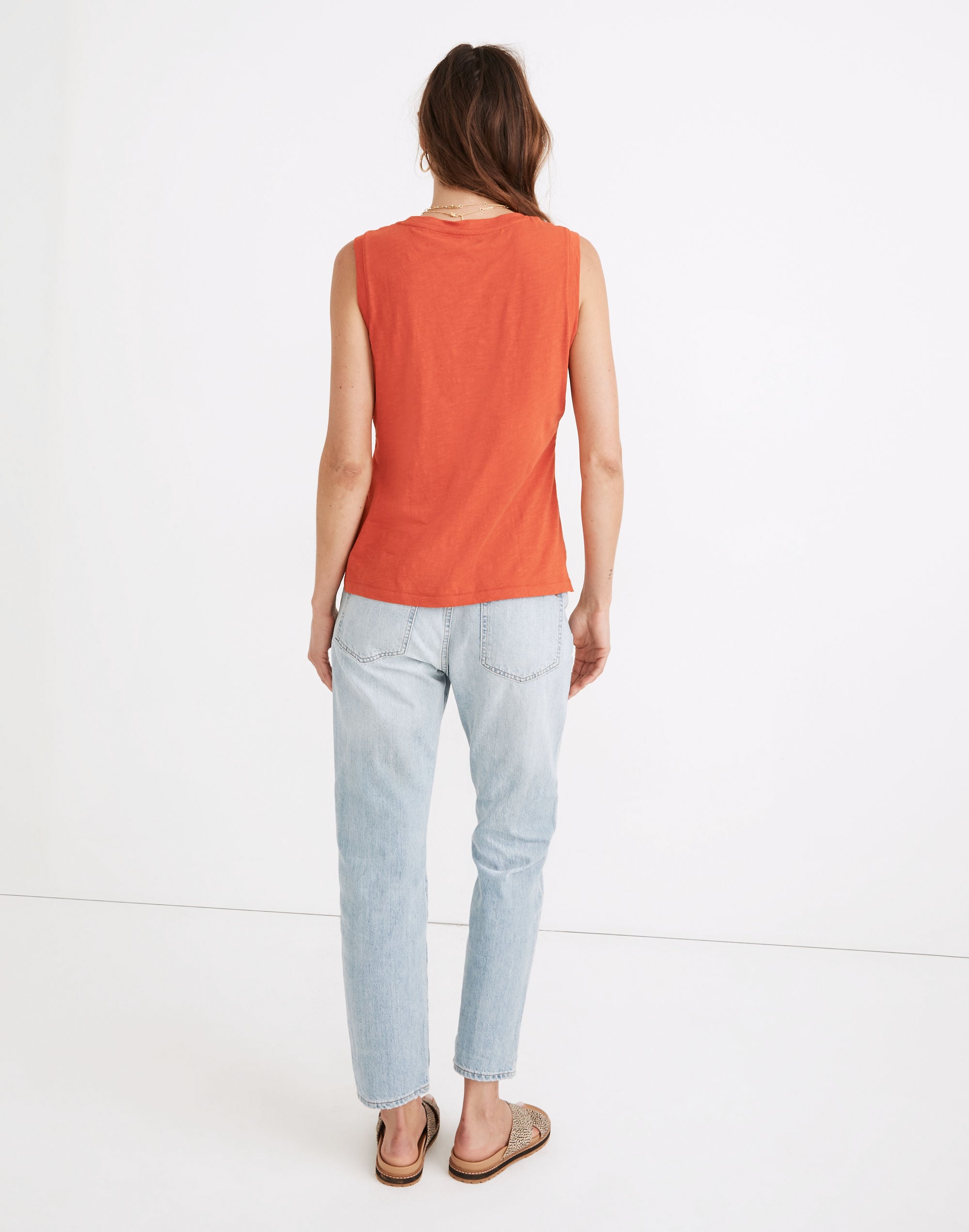 Whisper Cotton Crewneck Pocket Muscle Tank | Madewell