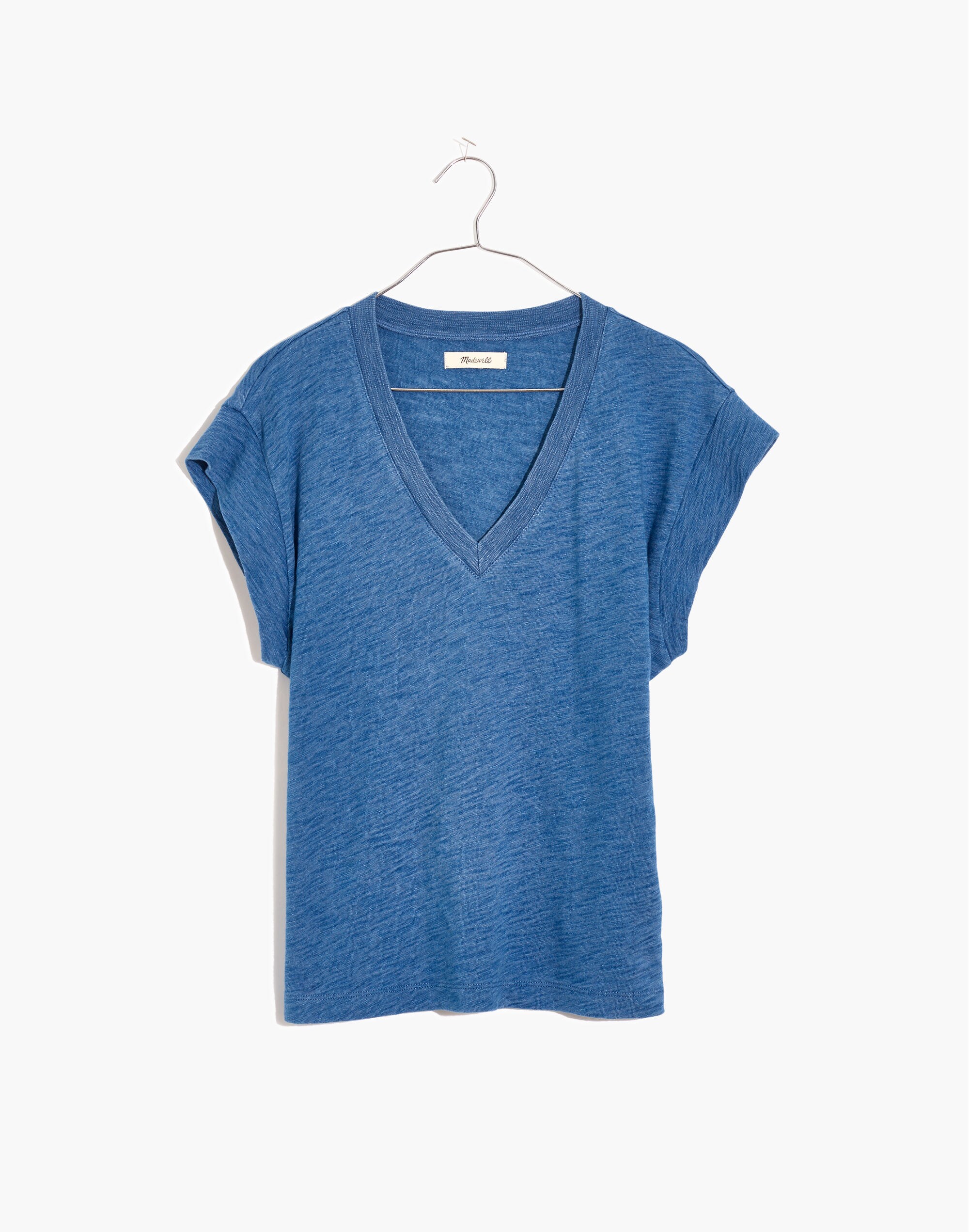 Indigo Hemp-Cotton V-Neck Muscle Tee | Madewell