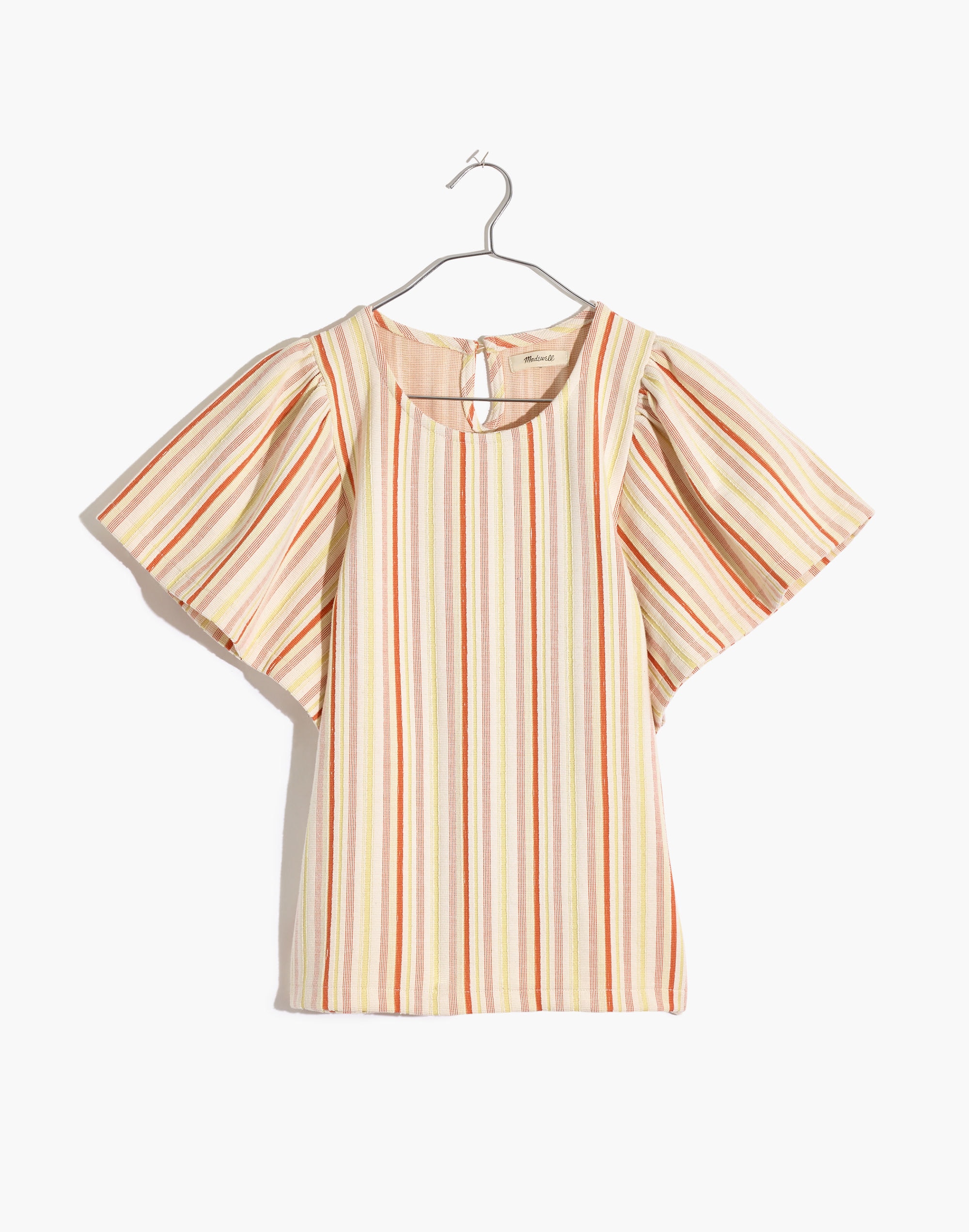 Textured Flutter-Sleeve Crop Top in Stripe | Madewell