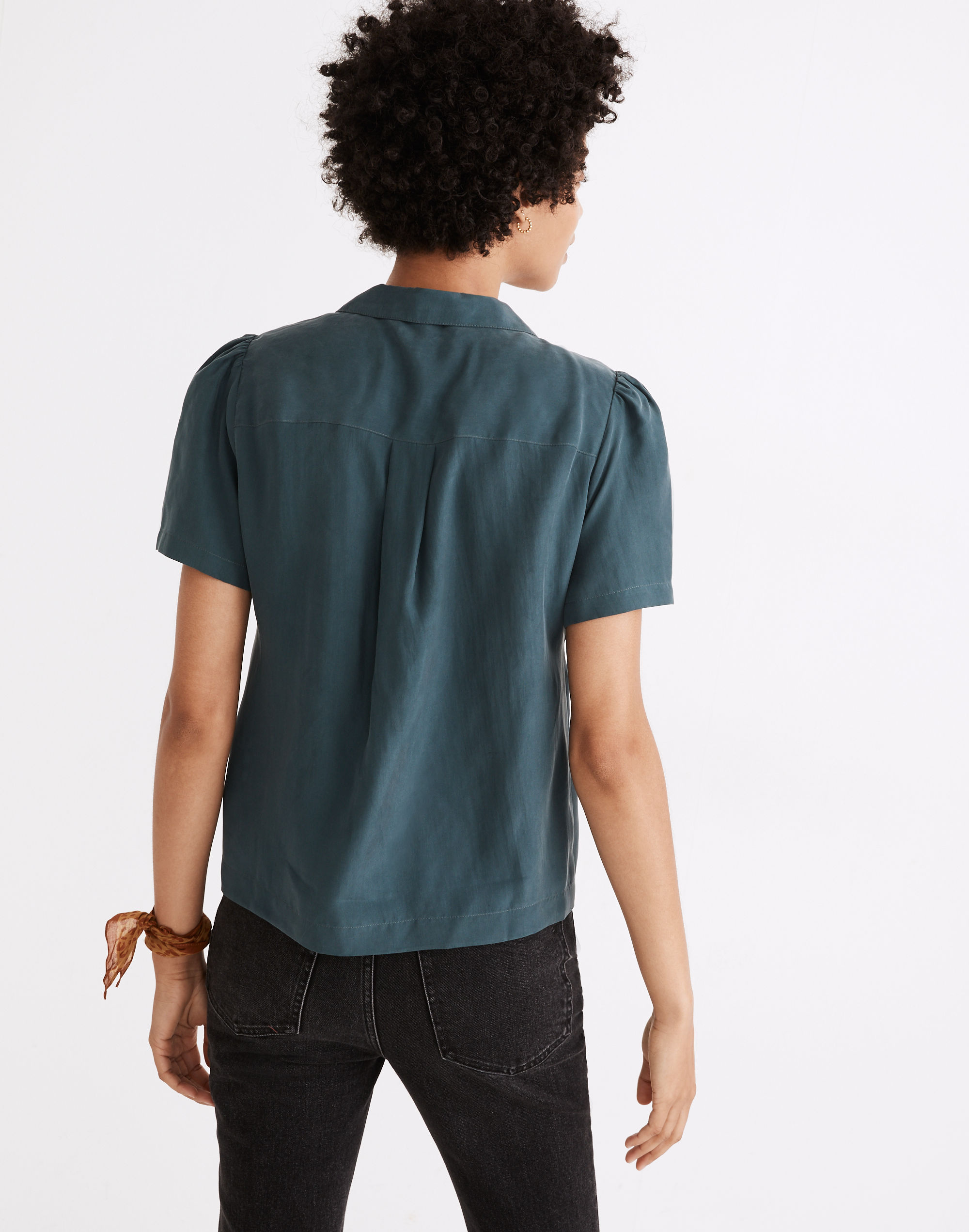 Silk Puff-Sleeve Camp Shirt | Madewell