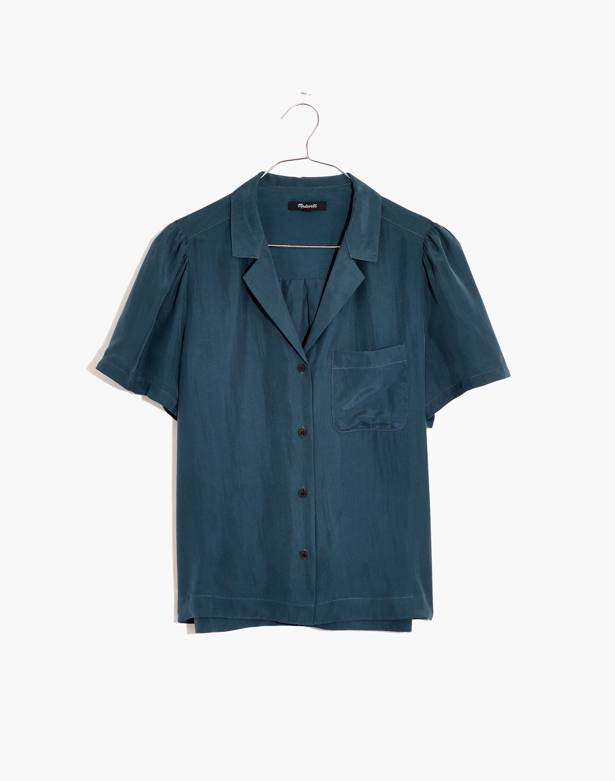 Silk Puff-Sleeve Camp Shirt | Madewell